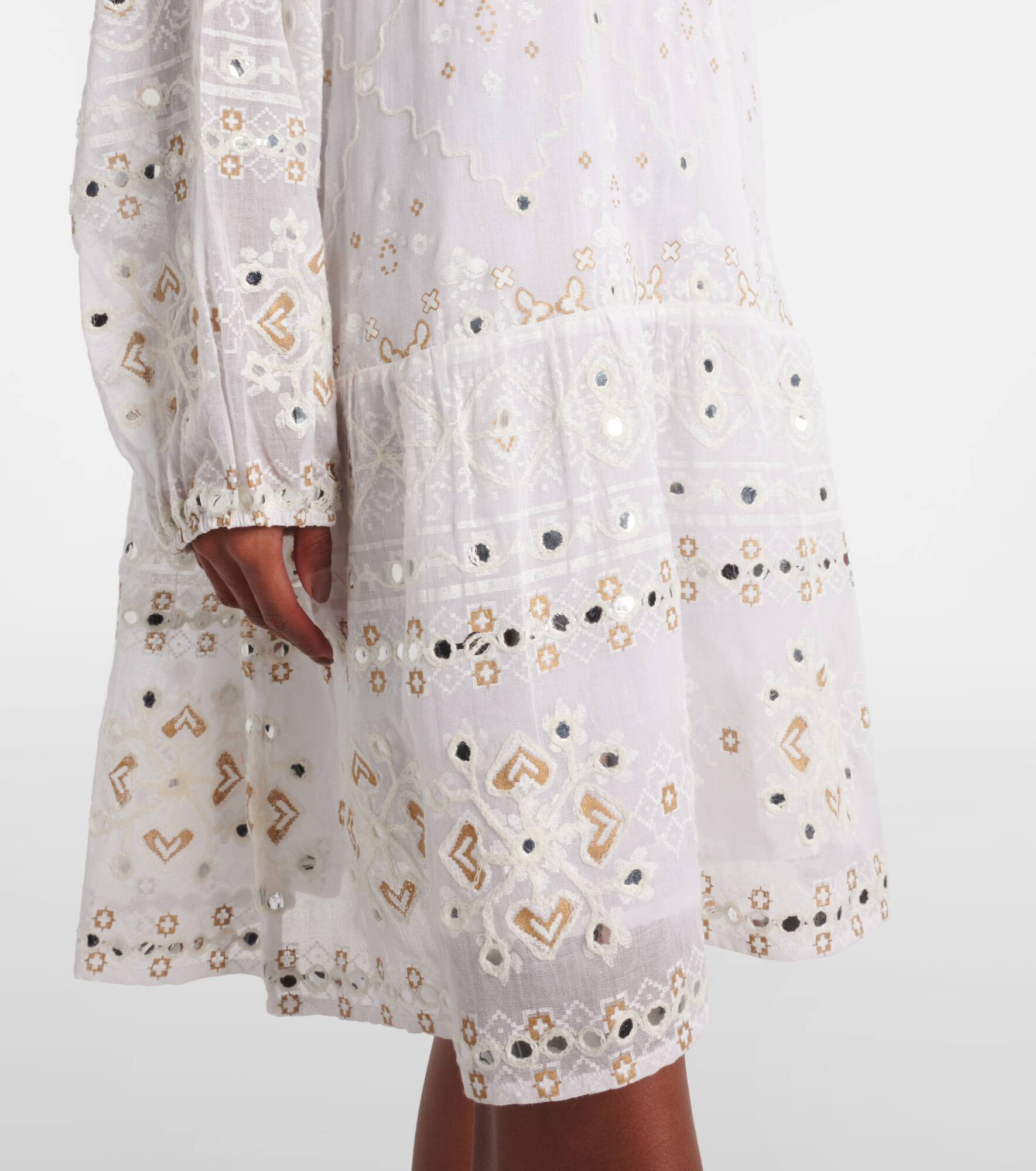 Embroidered cotton minidress - 5