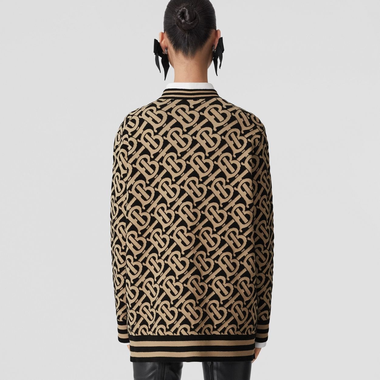 Monogram Wool Blend Jacquard Oversized Cardigan - 4