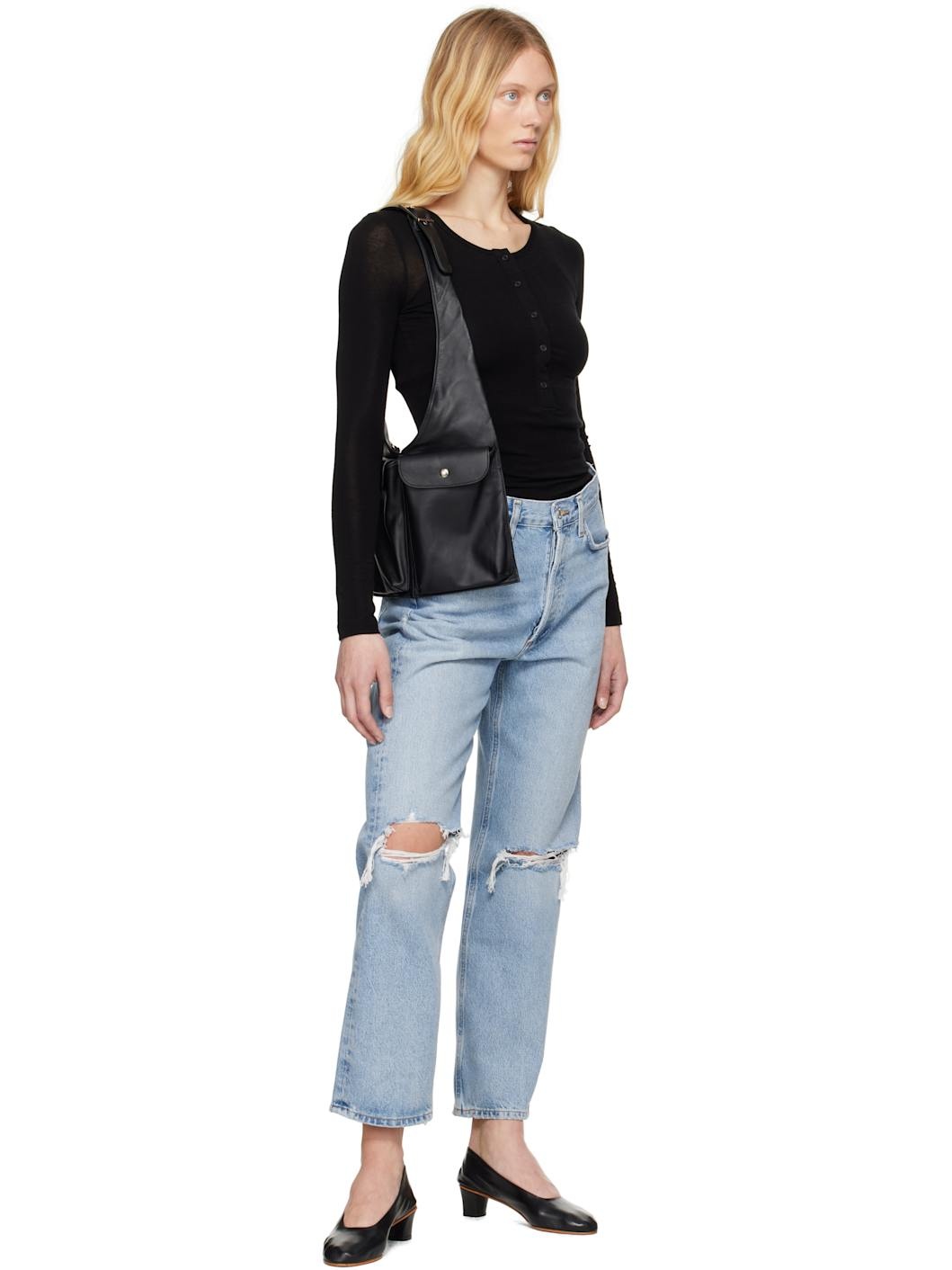 Blue 90's Mid Rise Loose Fit Jeans - 4