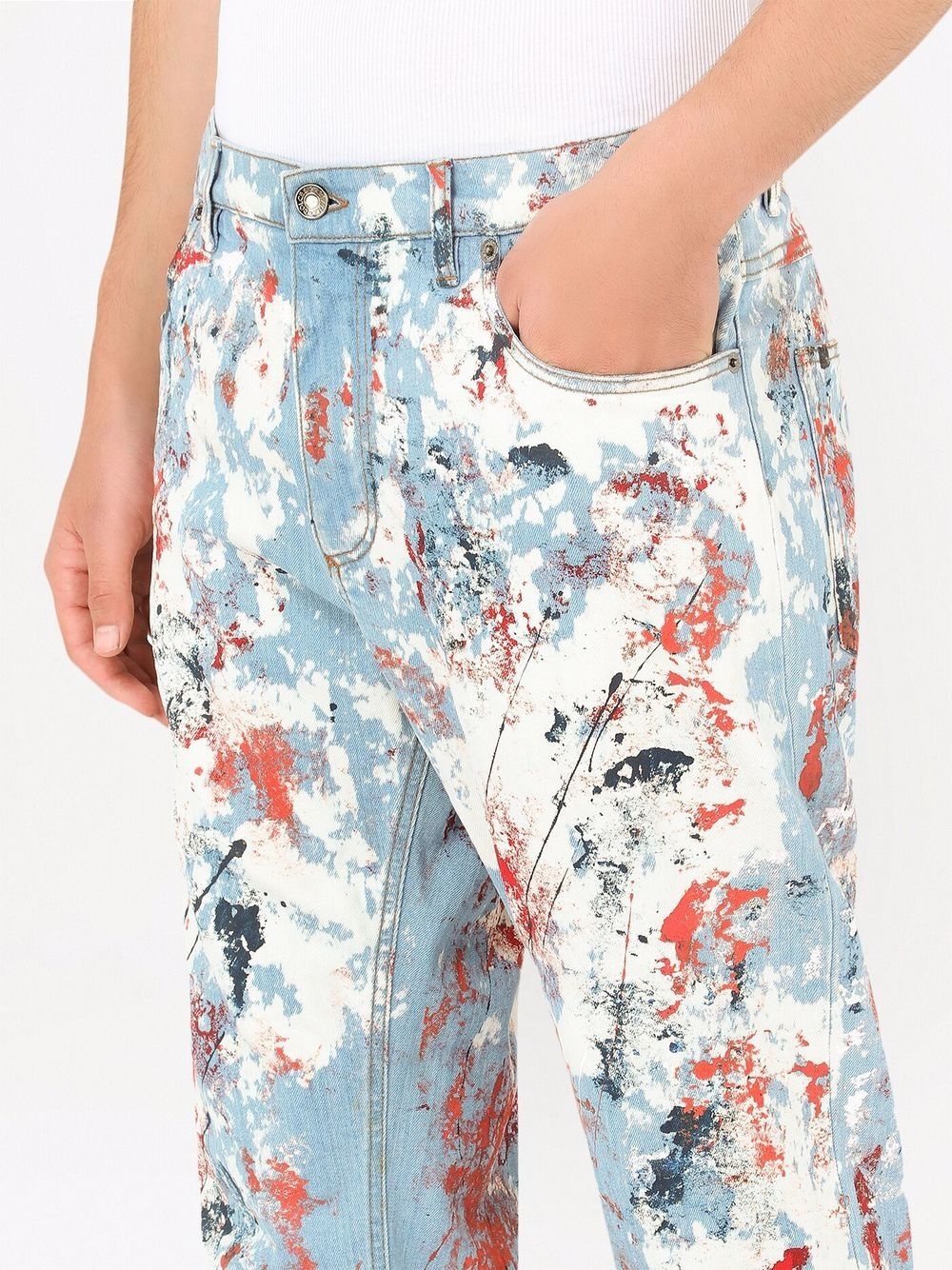 painted-print straight leg jeans - 5