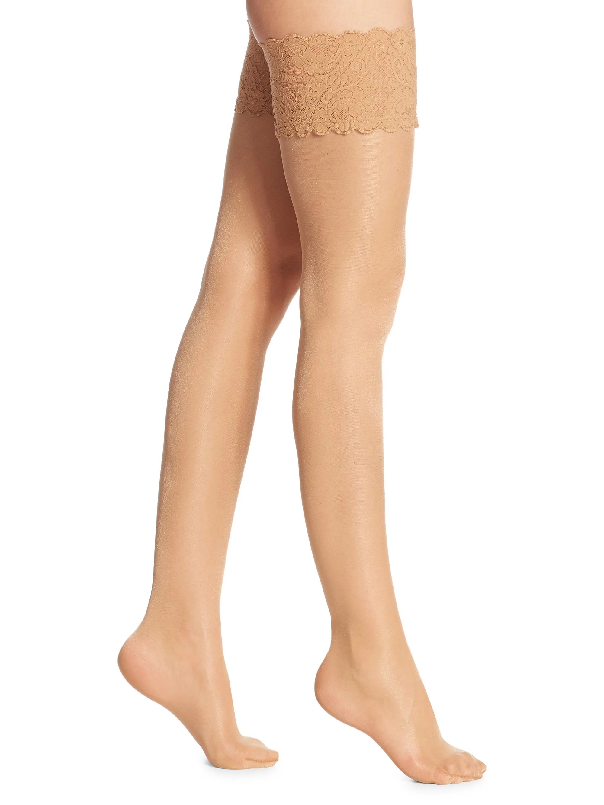 Women's Satin Touch 20 Denier Evening Thigh Highs - Gobi - 1