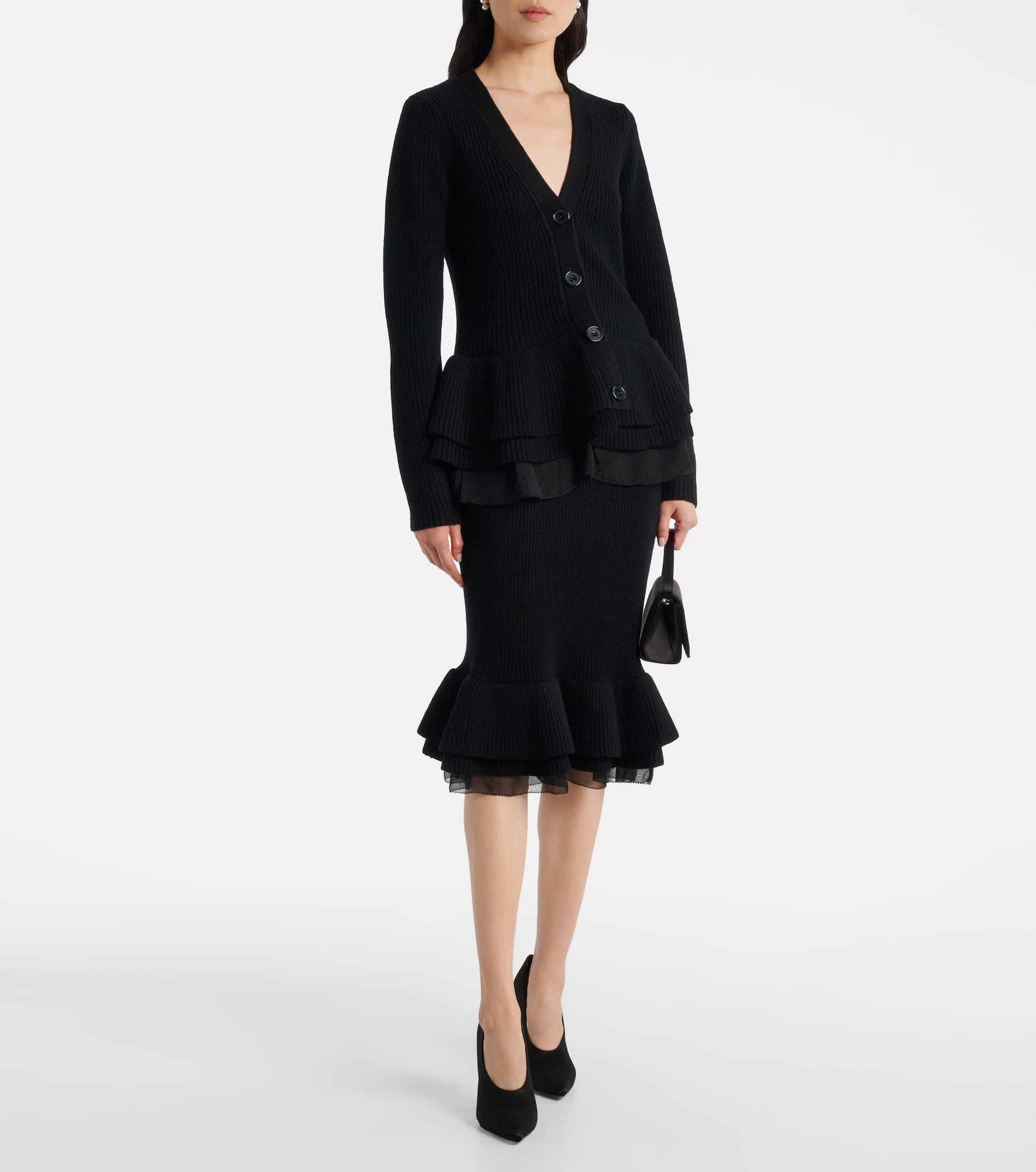 Peplum wool-blend midi skirt - 2