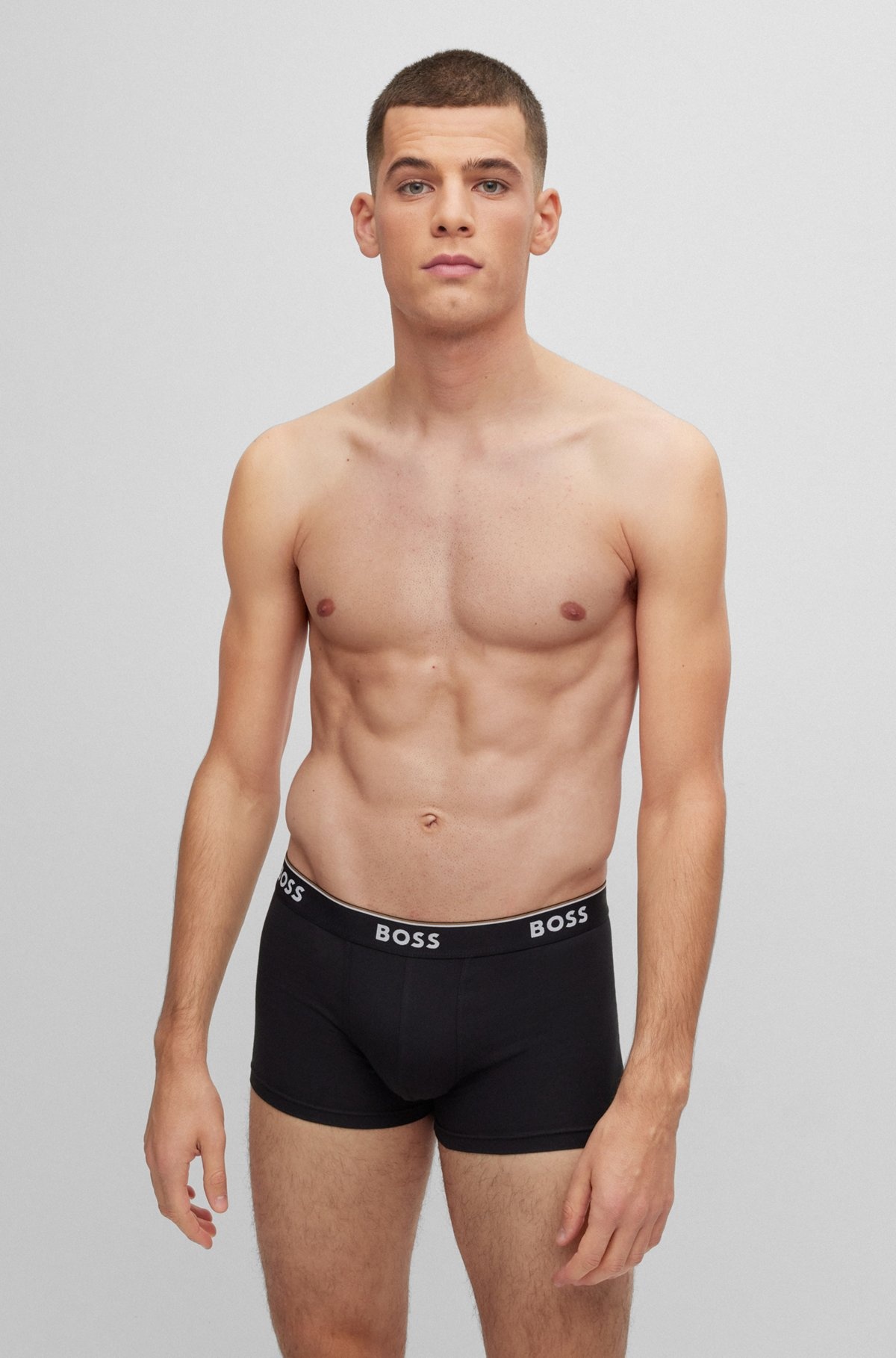 THREE-PACK OF STRETCH-COTTON TRUNKS WITH LOGO WAISTBANDS - 6