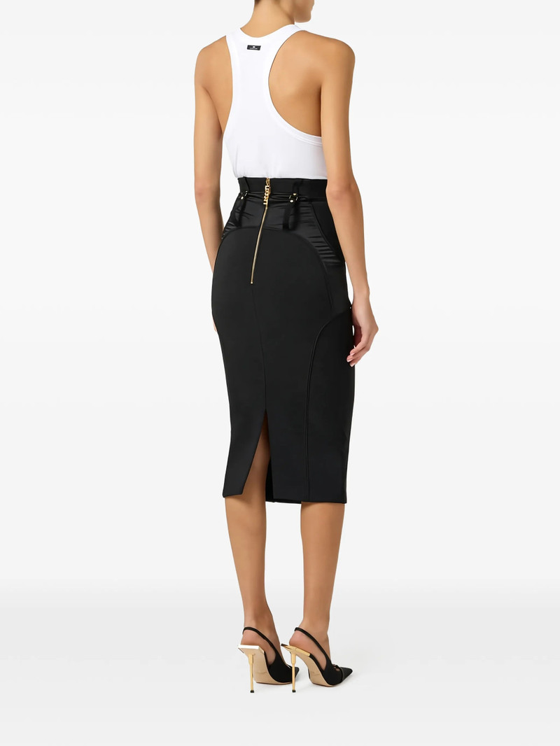 Elisabetta Franchi Bustier Metal Logo Belt Midi Skirt 4