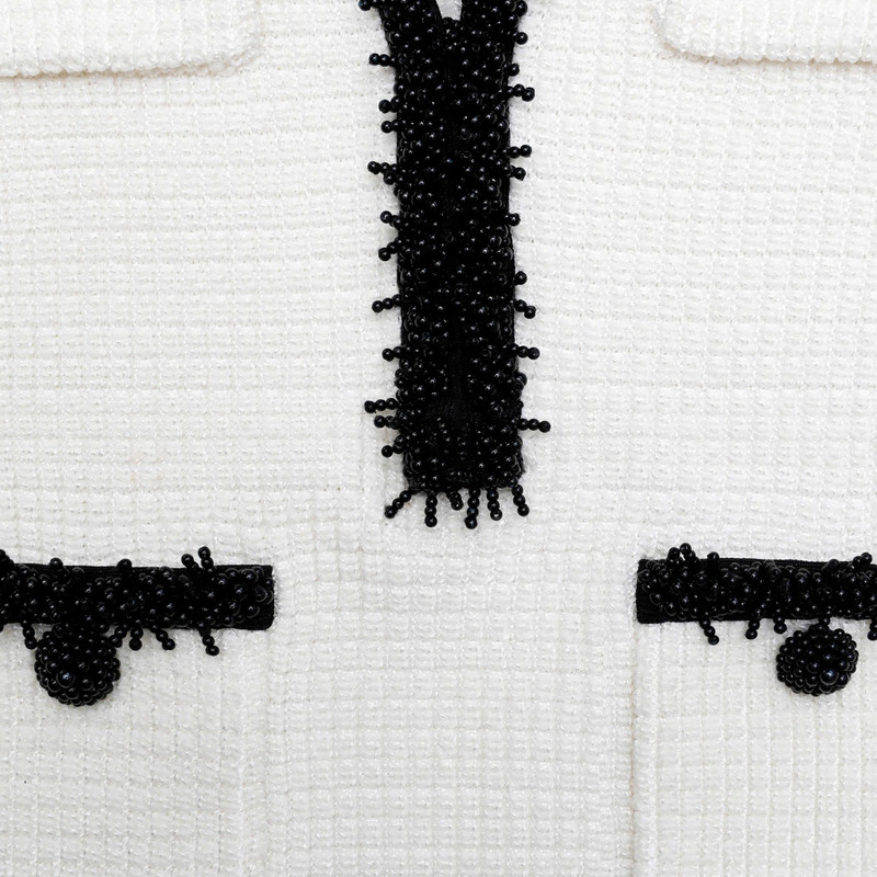 White Pearl Trim Knit Mini Dress 5