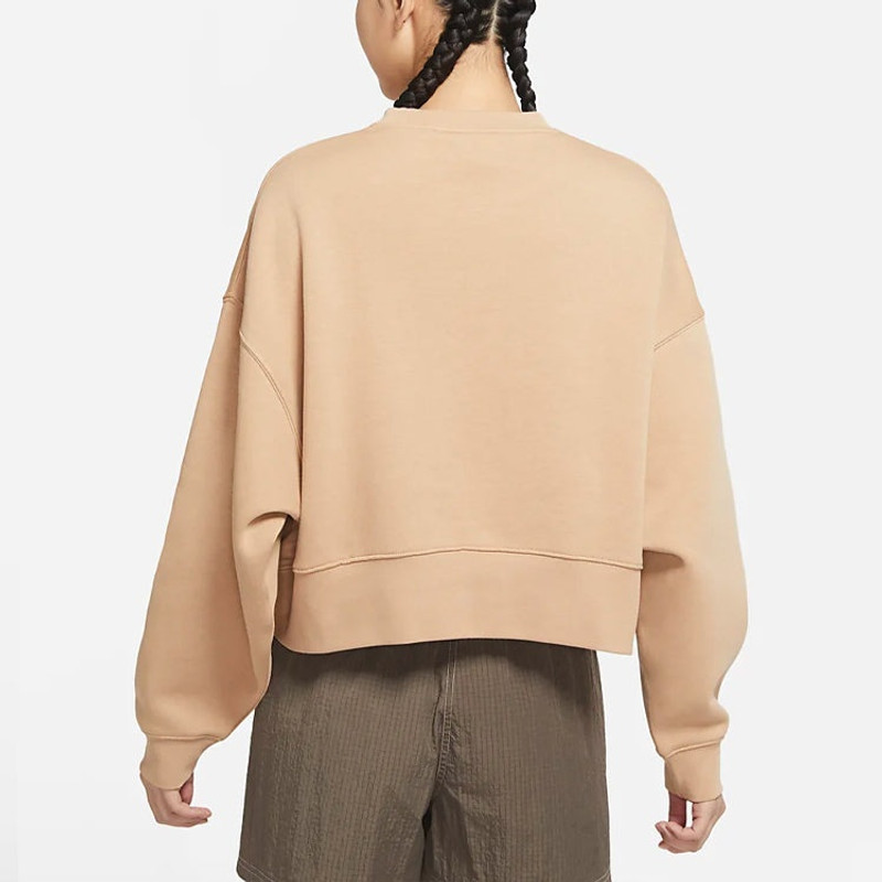 Nike (WMNS) Nike Short Solid Color logo Printing Round Neck Pullover Yellow Hoodie DJ7666-200 outlook