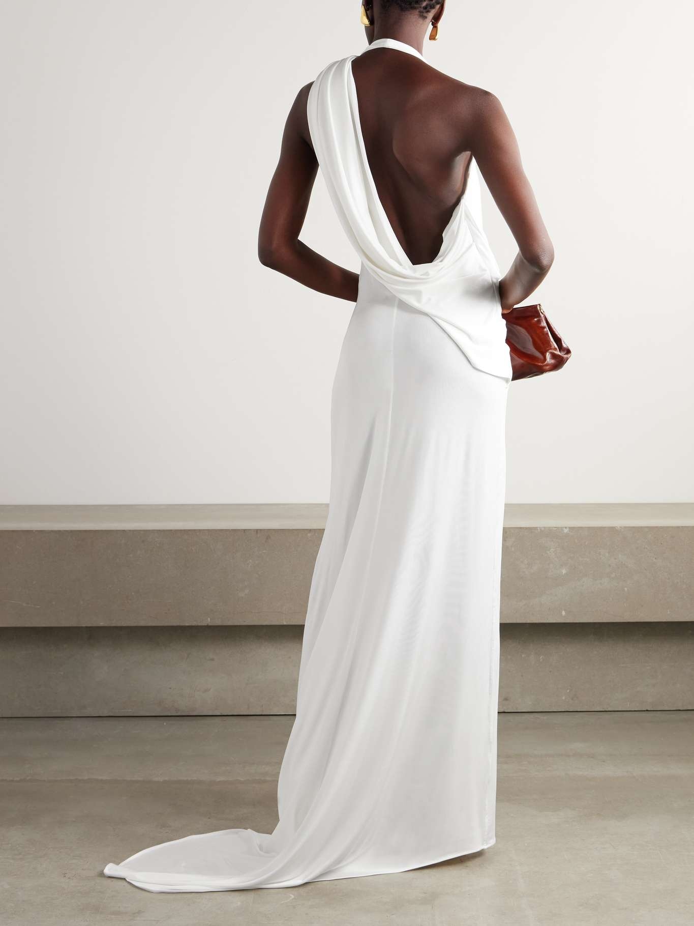 Asymmetric draped jersey gown - 3