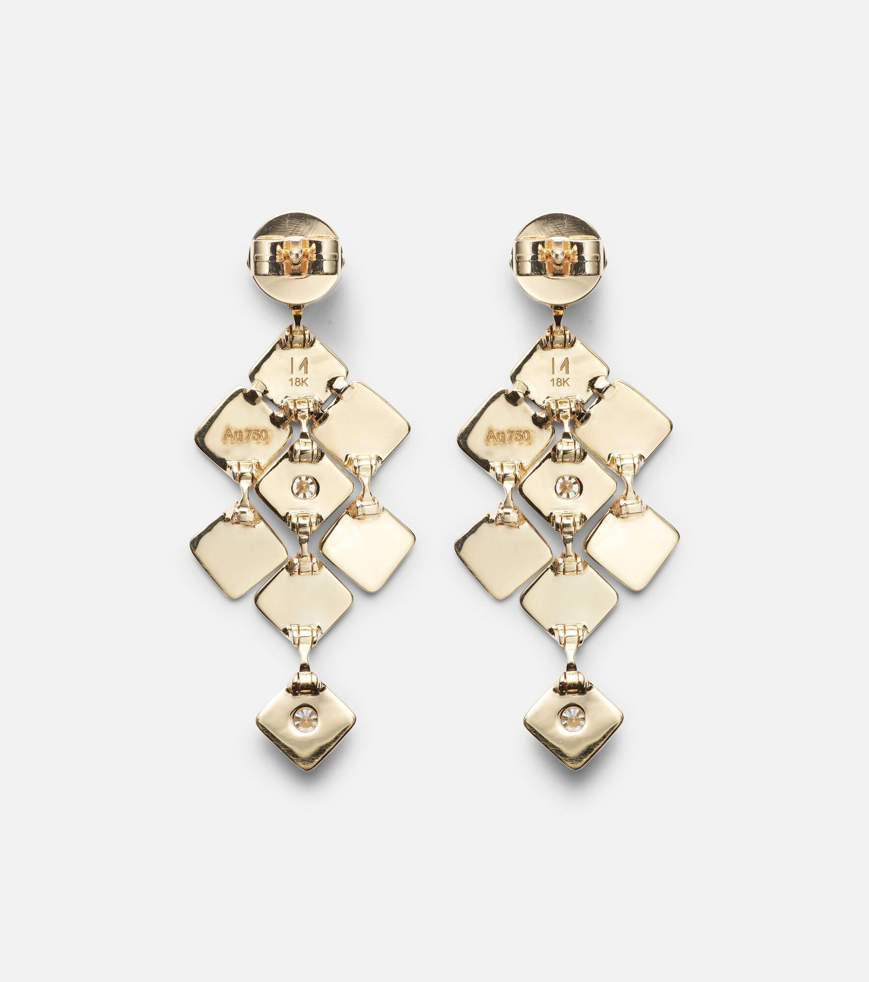 Tile Temple 18kt gold drop earrings with diamonds - 4