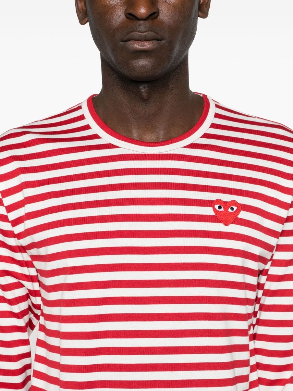 heart-patch striped T-shirt - 6