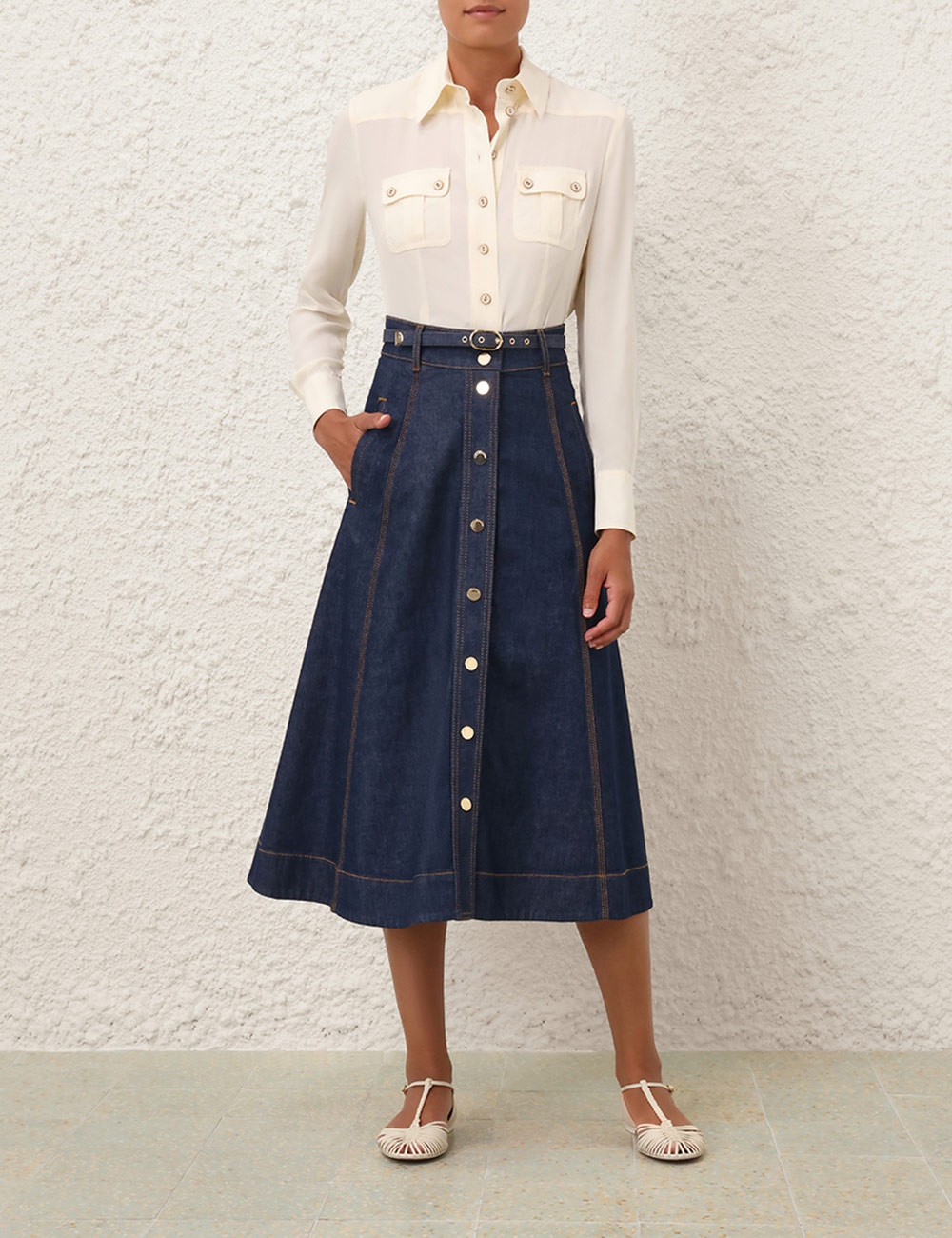 A LINE DENIM SKIRT - 2