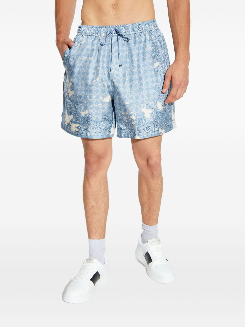 paisley-print drawstring shorts - 2