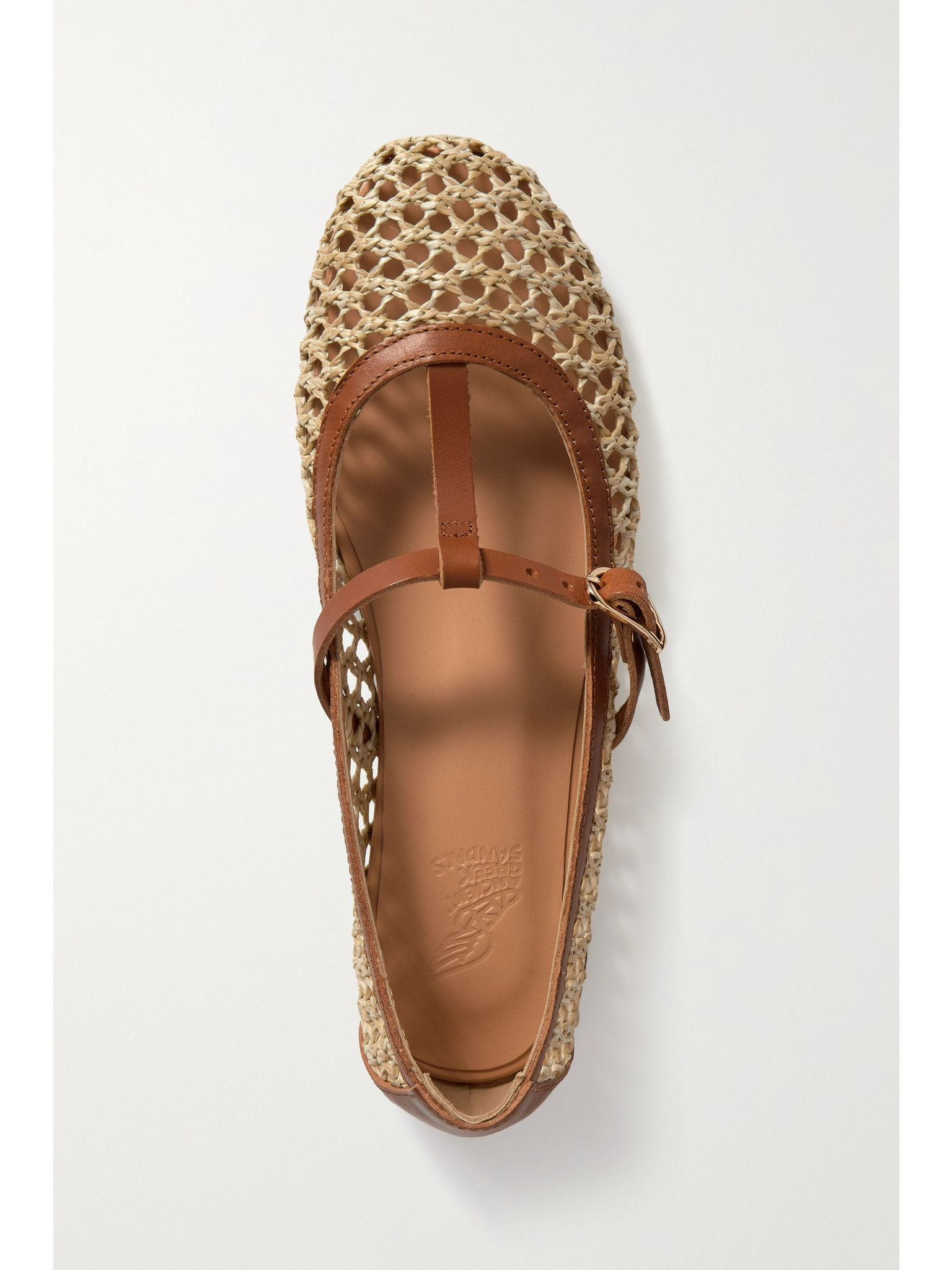 Aerati leather-trimmed woven raffia ballet flats Neutral - 5