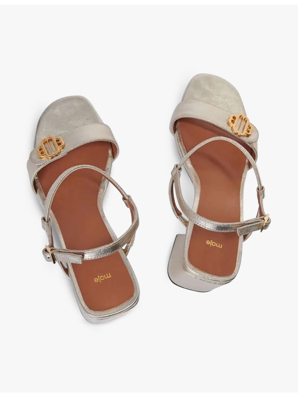 Logo-badge block-heel leather sandals - 4