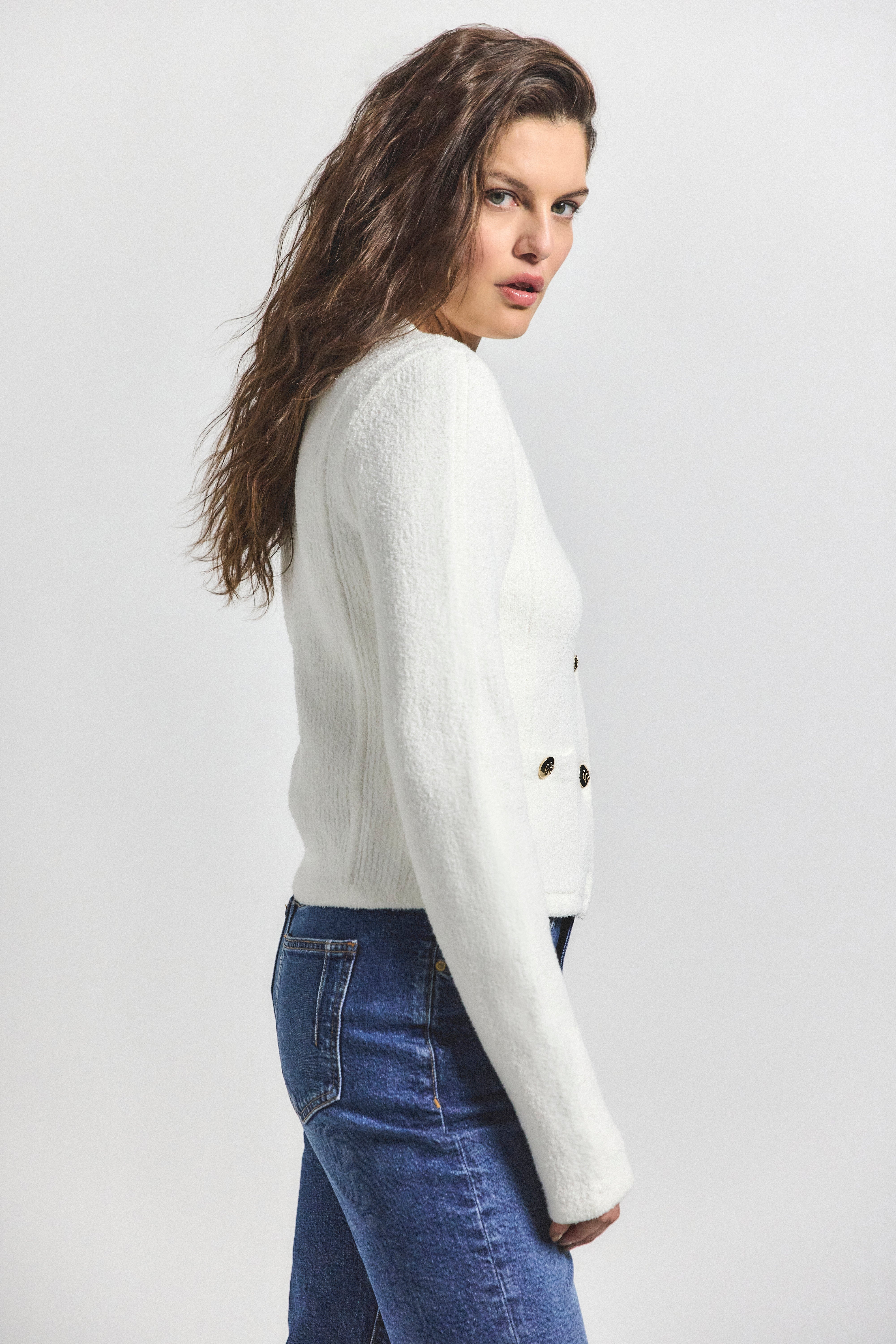 AUBREE BOUCLE SWEATER JACKET - 4