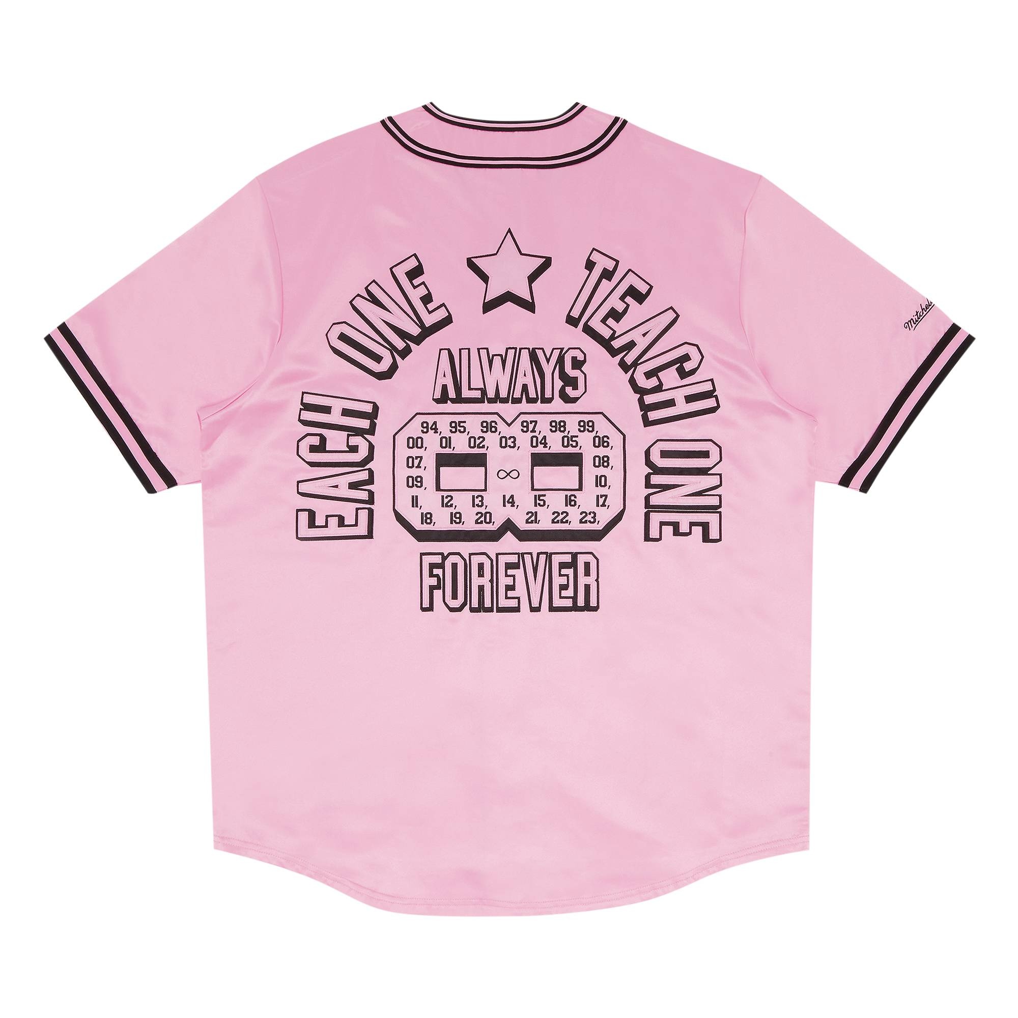 Supreme x Mitchell & Ness Satin Baseball Jersey 'Pink' - 2