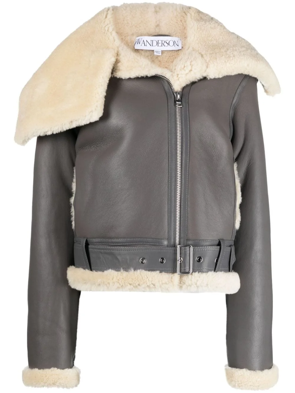 Jacke fleece-collar leather coat - 1