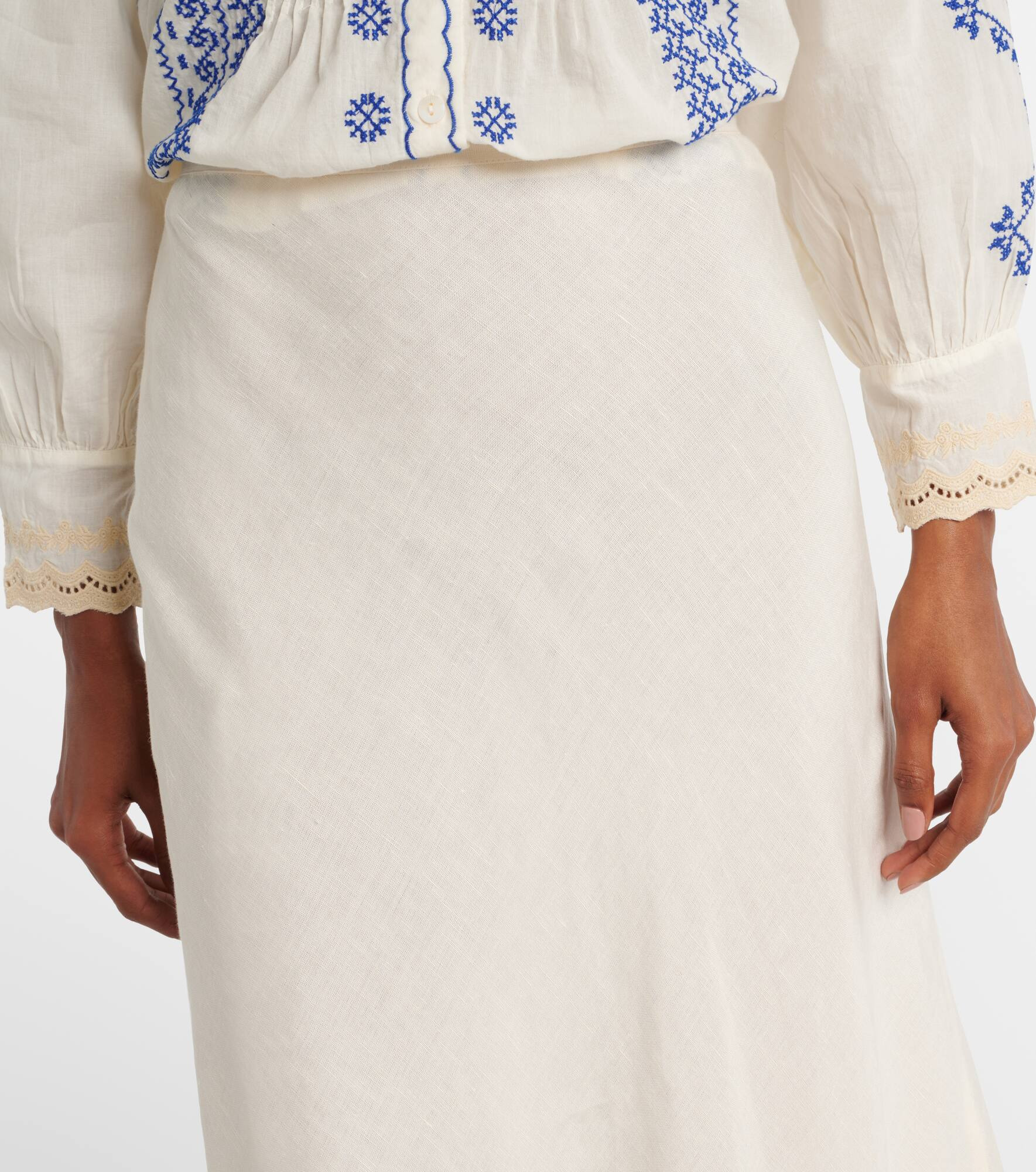 Crystal lace-trimmed cotton maxi skirt - 4