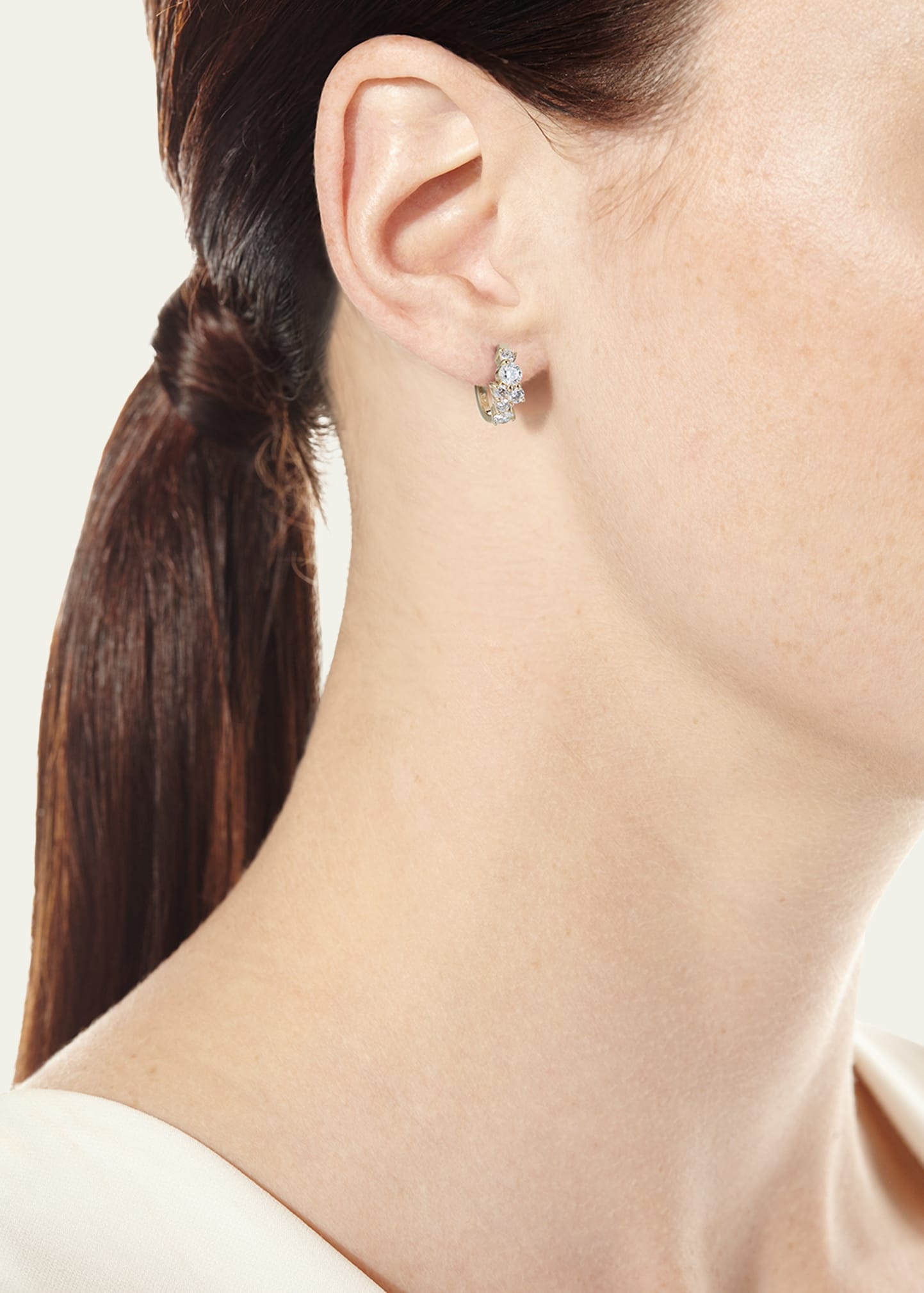 Cocktail 14k Gold Diamond Huggie Hoop Earrings - 2