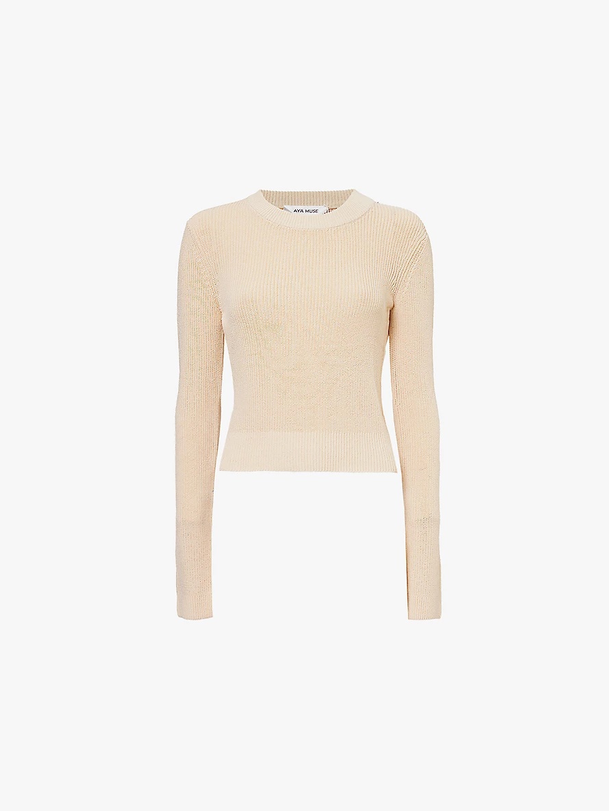 Long-sleeved ribbed cotton-blend jumper - 1