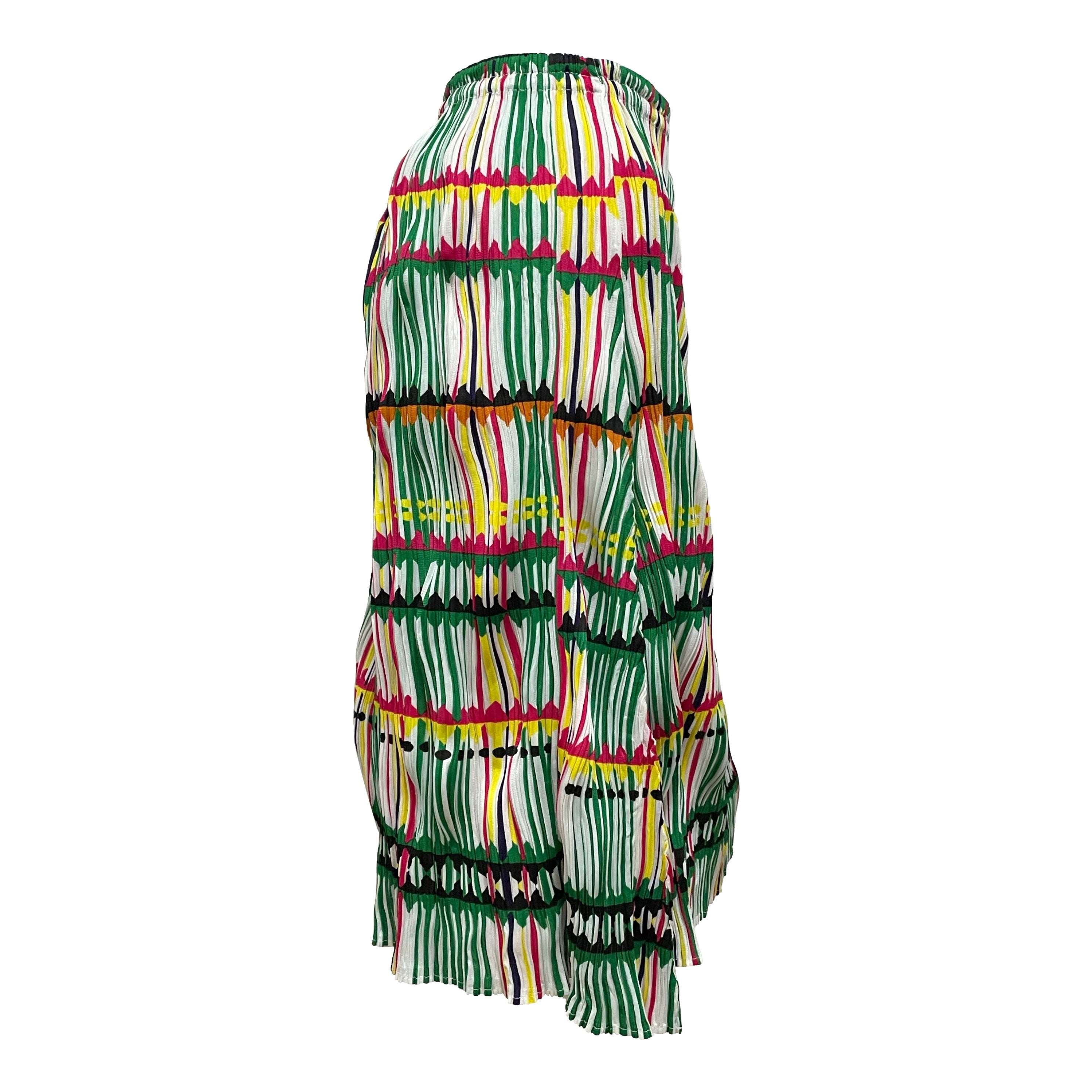 PLEATS PLEASE ISSEY MIYAKE Spring Summer 2002 Pleated Checkered Midi Skirt - 3