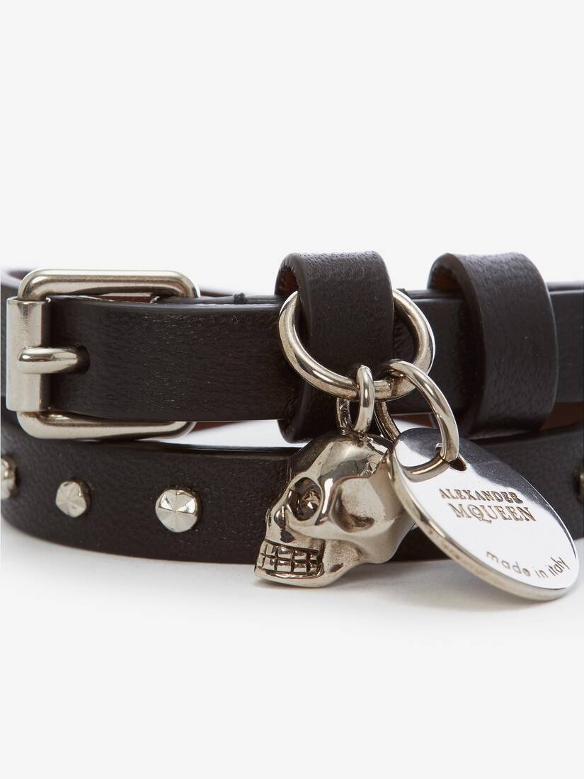 Double-wrap Studded Bracelet in Black - 3