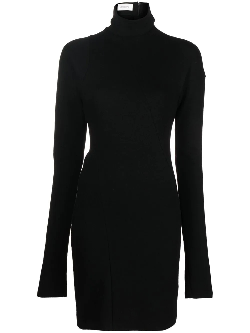 high-neck long-sleeved mini dress - 1