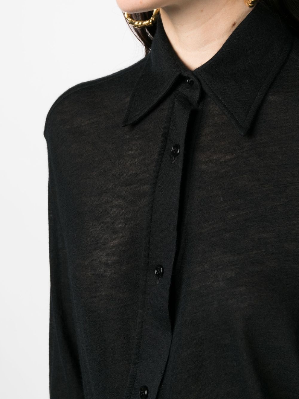 long-sleeved cashmere shirt - 5
