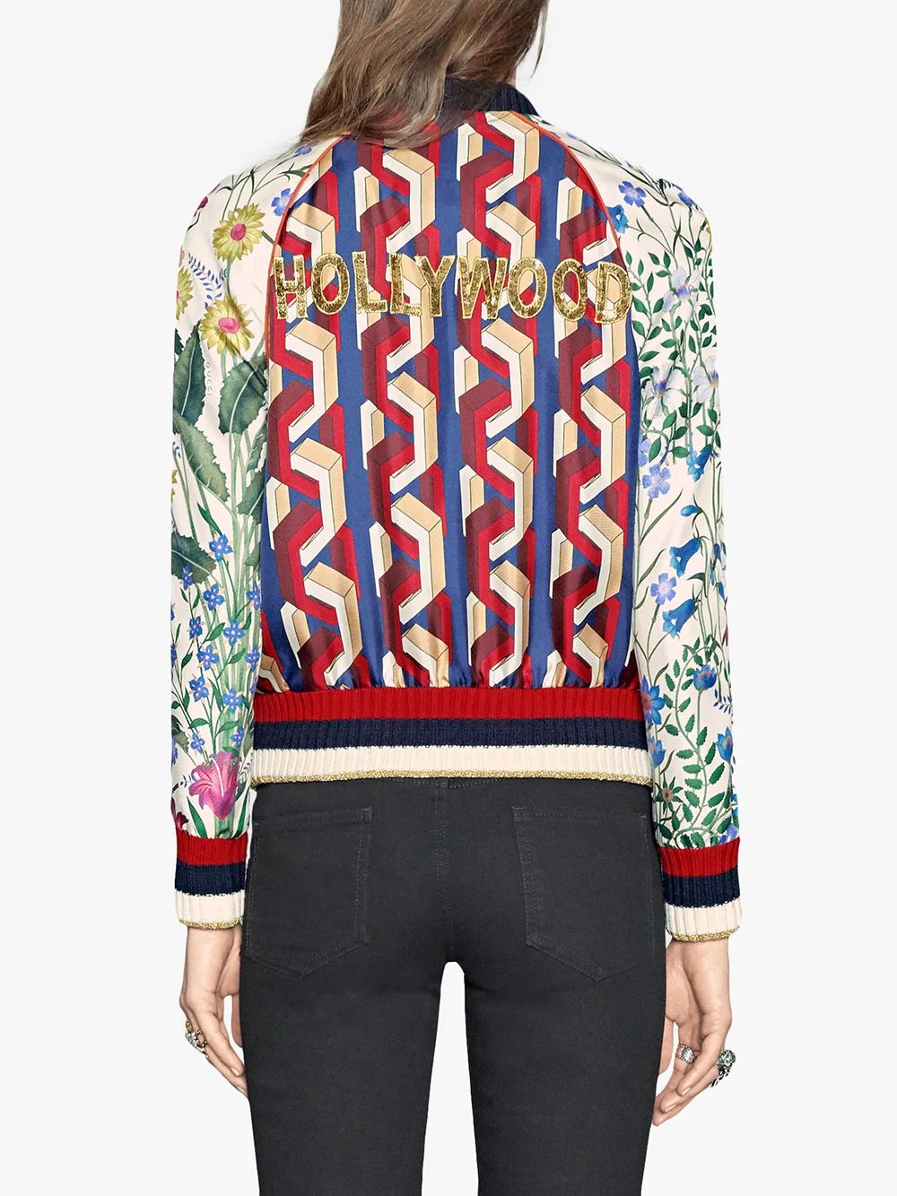 Patchwork print silk bomber - 4