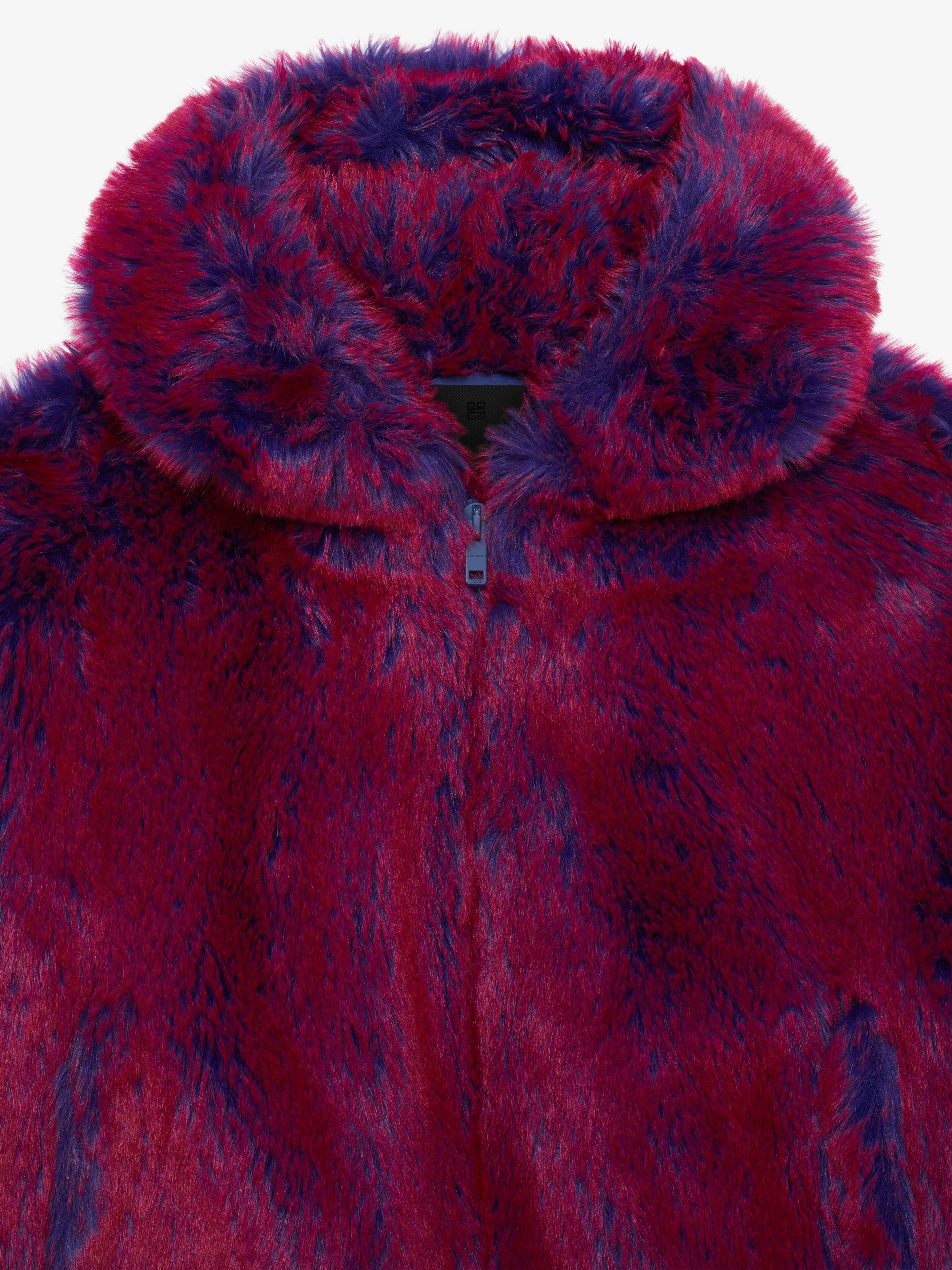 CROPPED HOODED BOMBER JACKET IN FAUX FUR WITH POCKET - 3