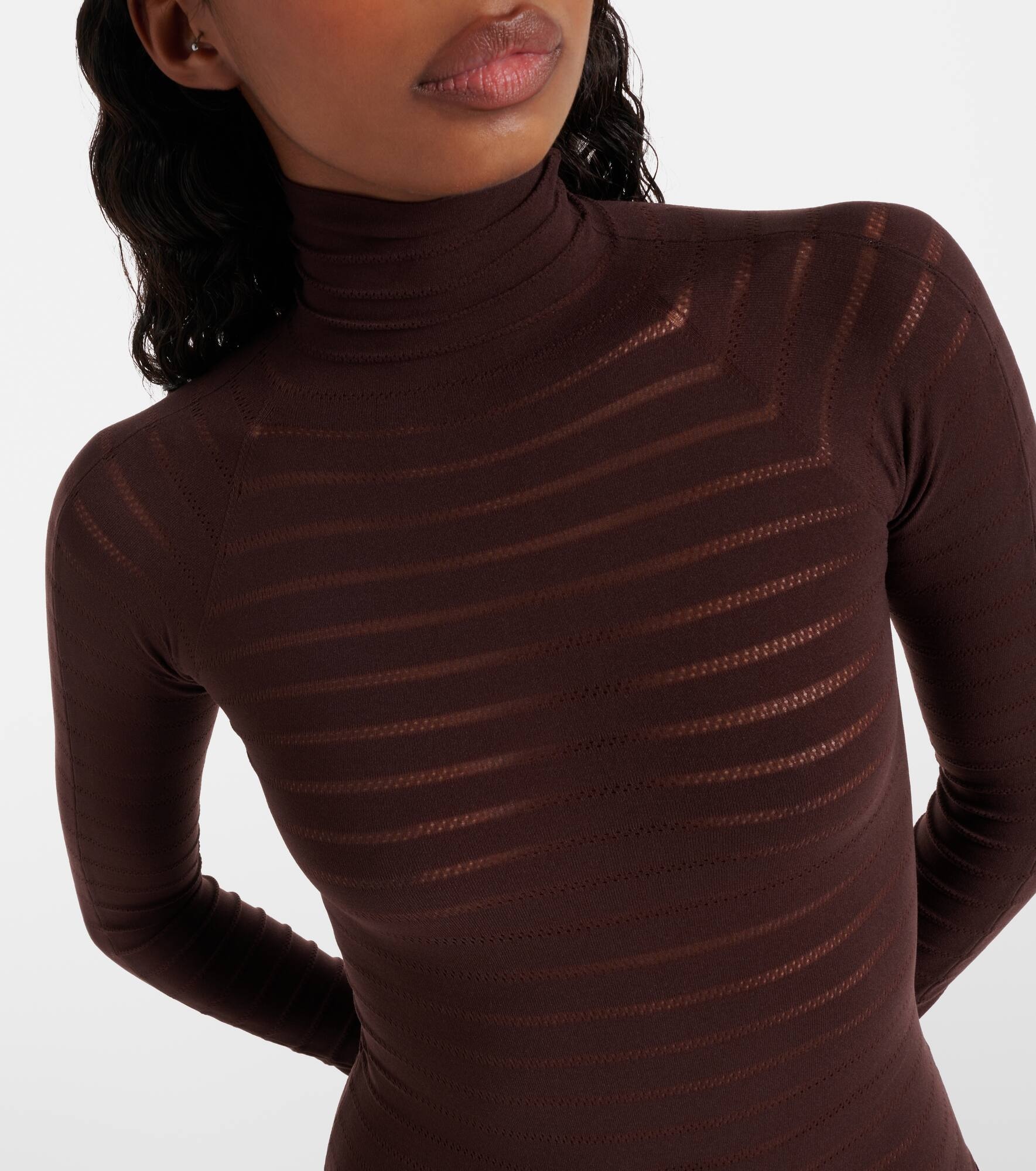 Striped turtleneck bodysuit - 5