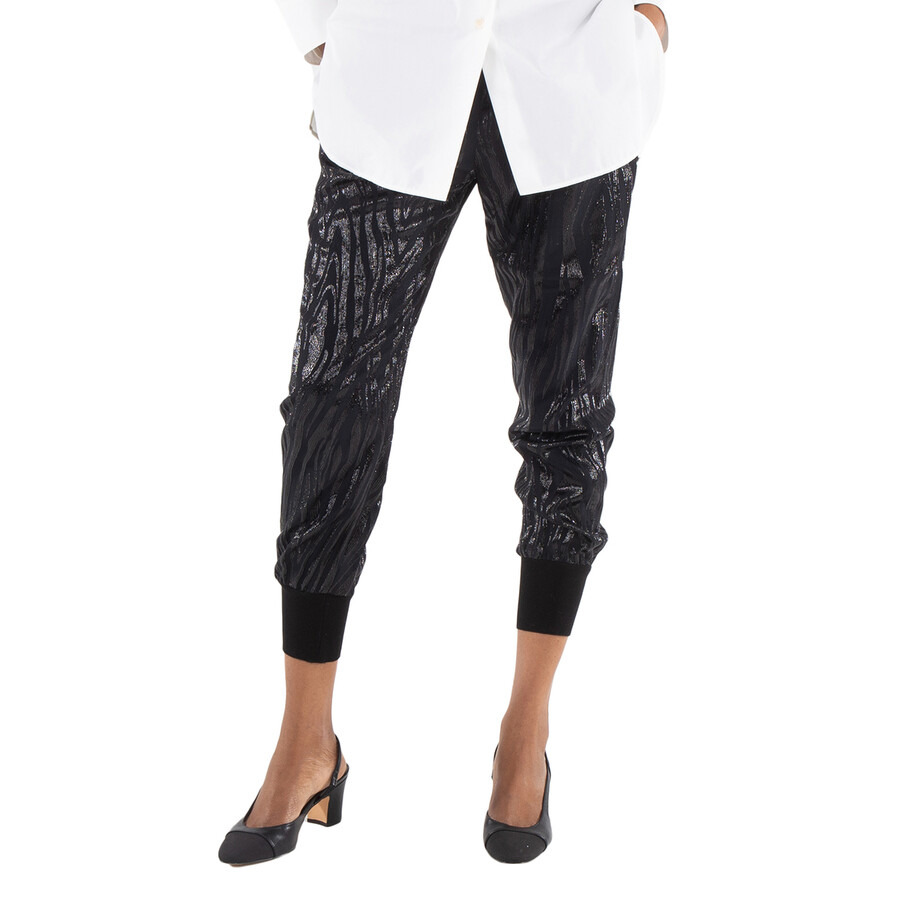 Stella McCartney Ladies Black Wood-Grain Effect Tapered Trousers - 3