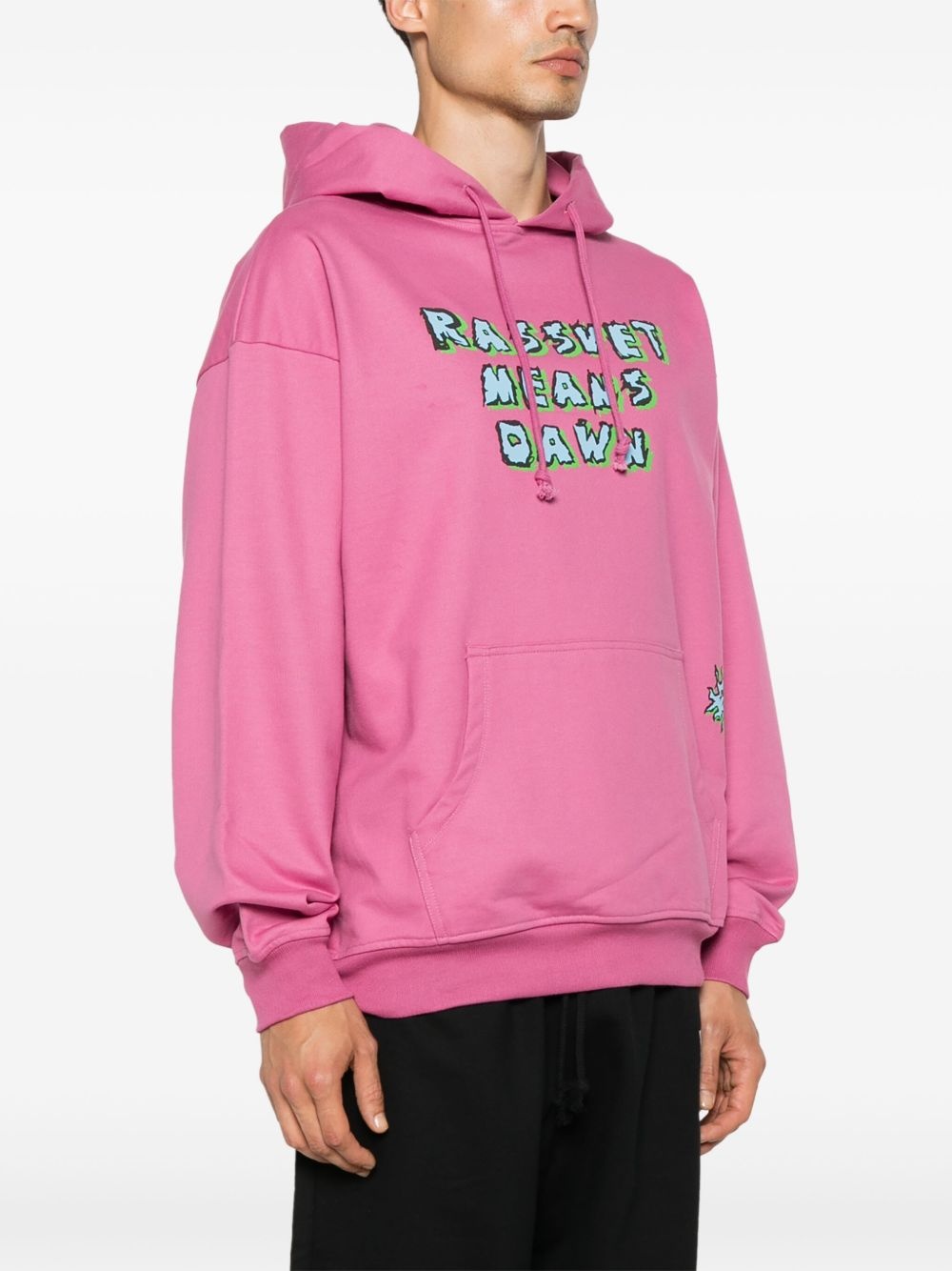 slogan-print cotton hoodie - 3