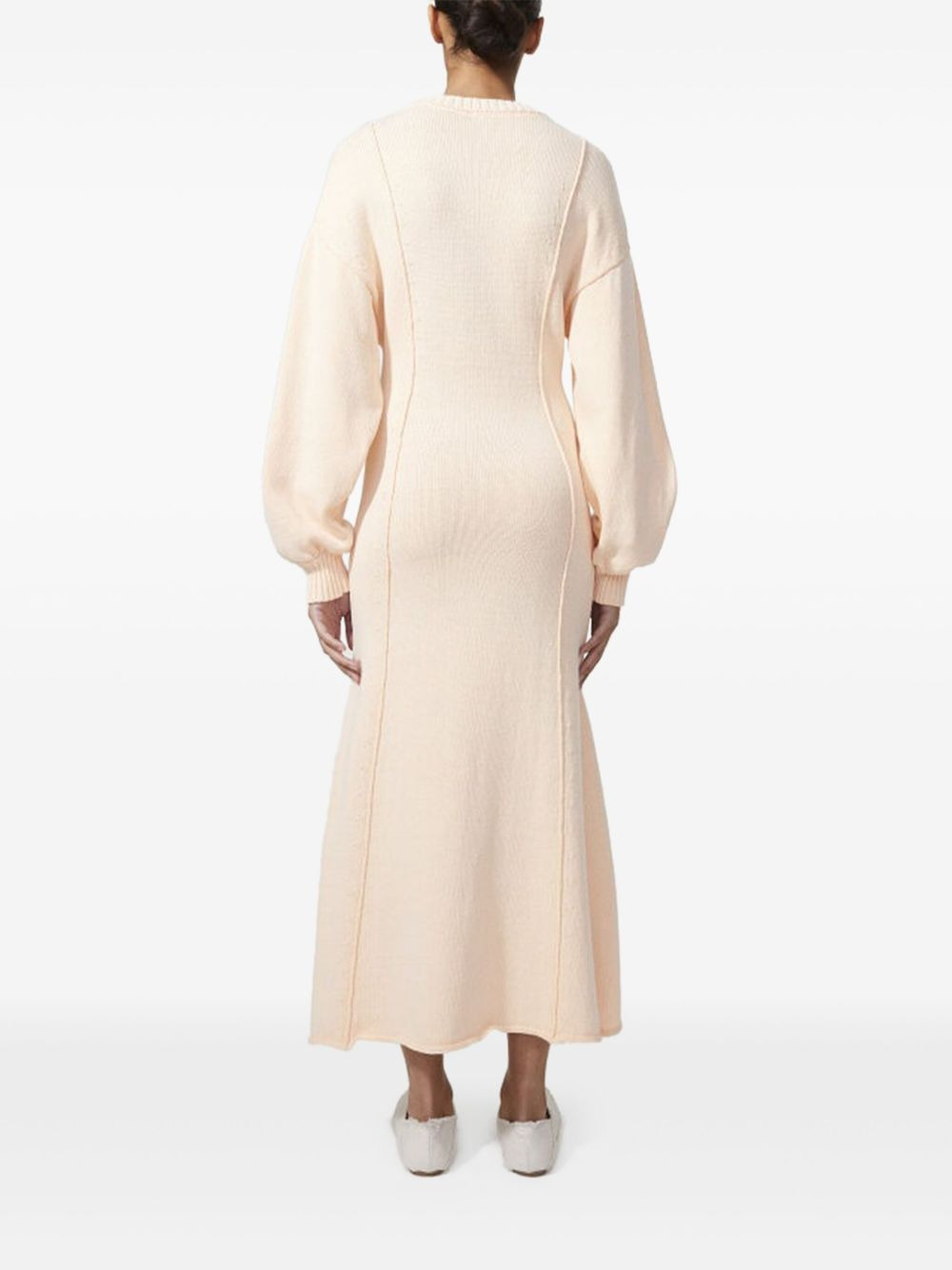 cuffed-sleeves midi dress - 3