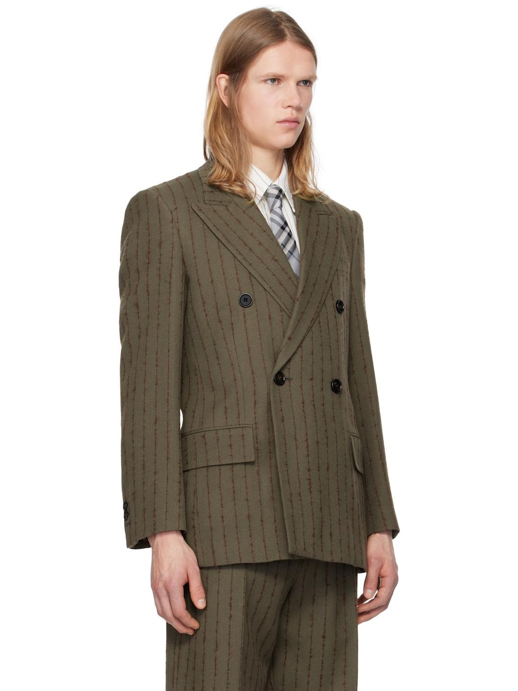 Brown & Red Tailored Double-Breasted Blazer - 2