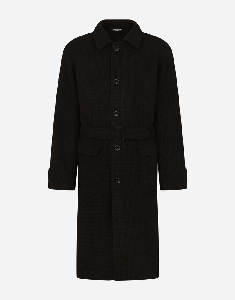 Single-breasted coat with jersey belt 3