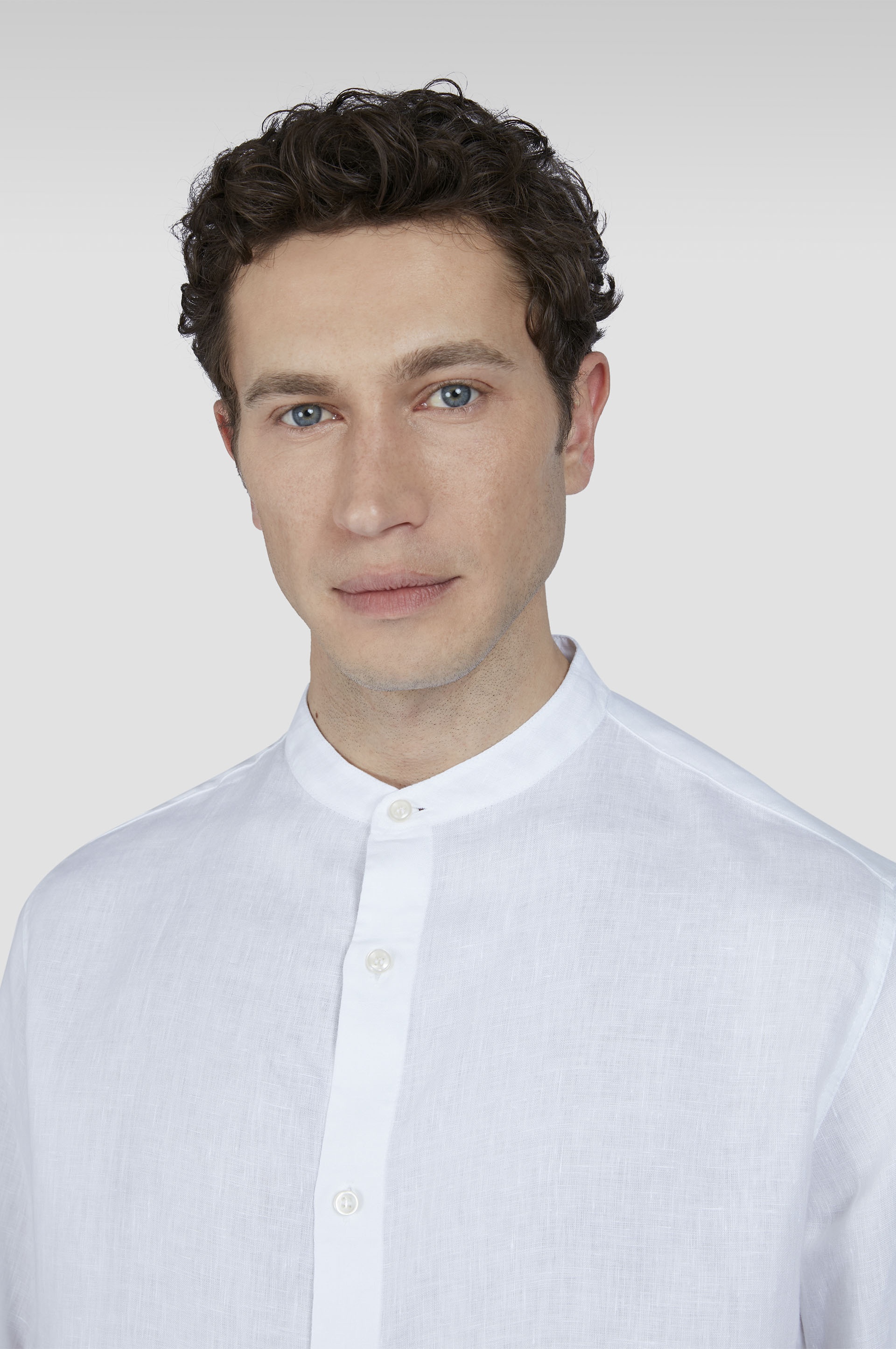 LINEN SHIRT WITH MANDARIN COLLAR - 4