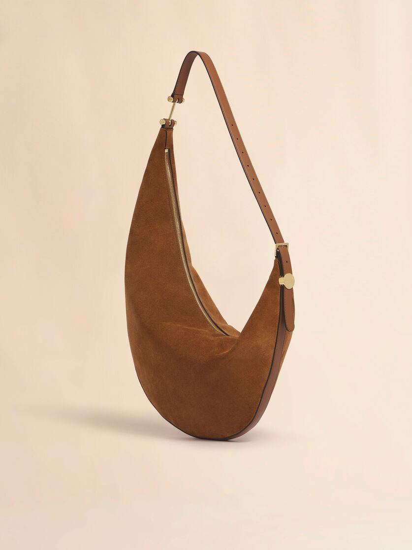 BROWN SUEDE DOT SMALL HOBO BAG - 3
