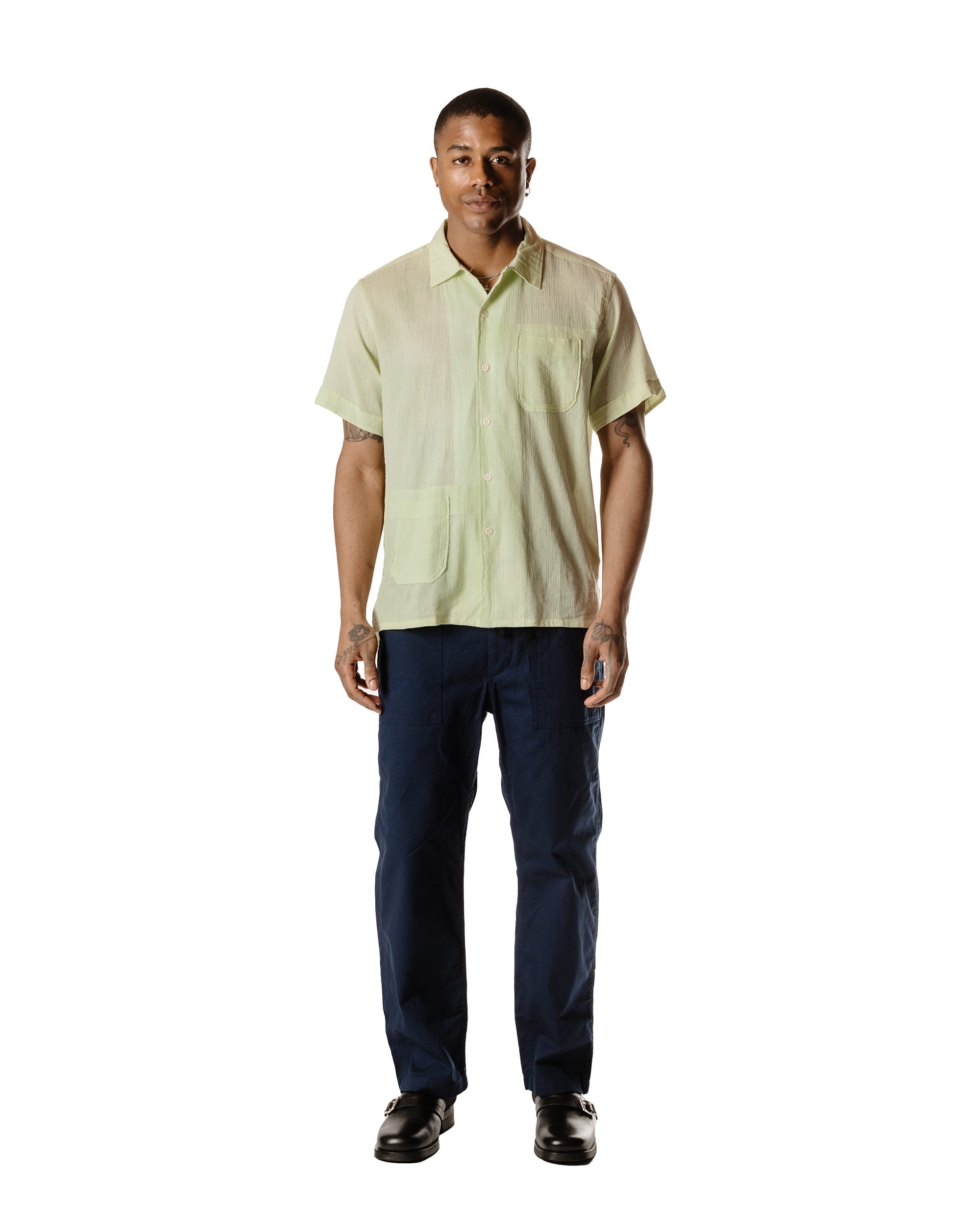 Camp Shirt Lime Cotton Crepe - 2
