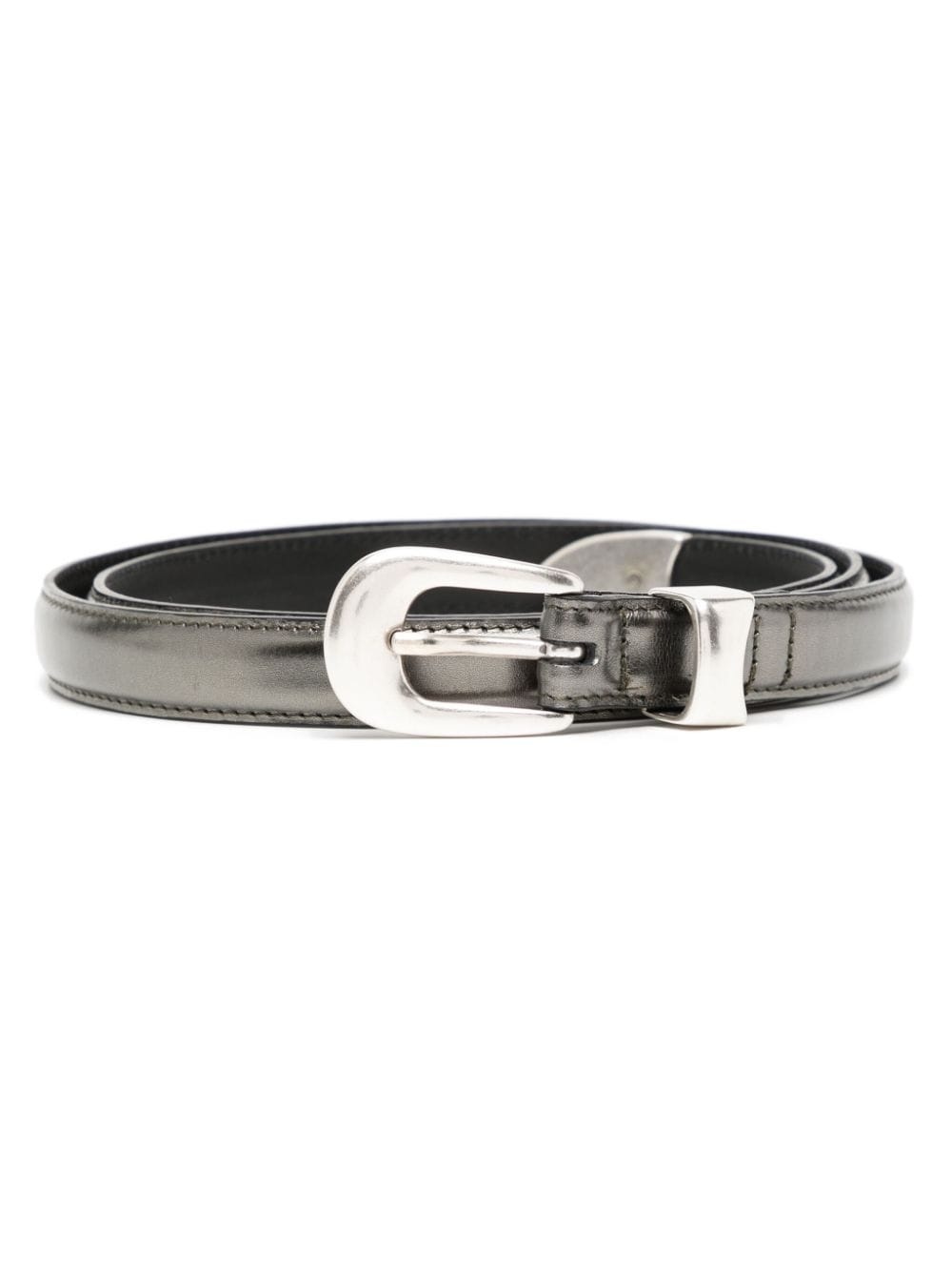 metallic-effect leather belt - 1