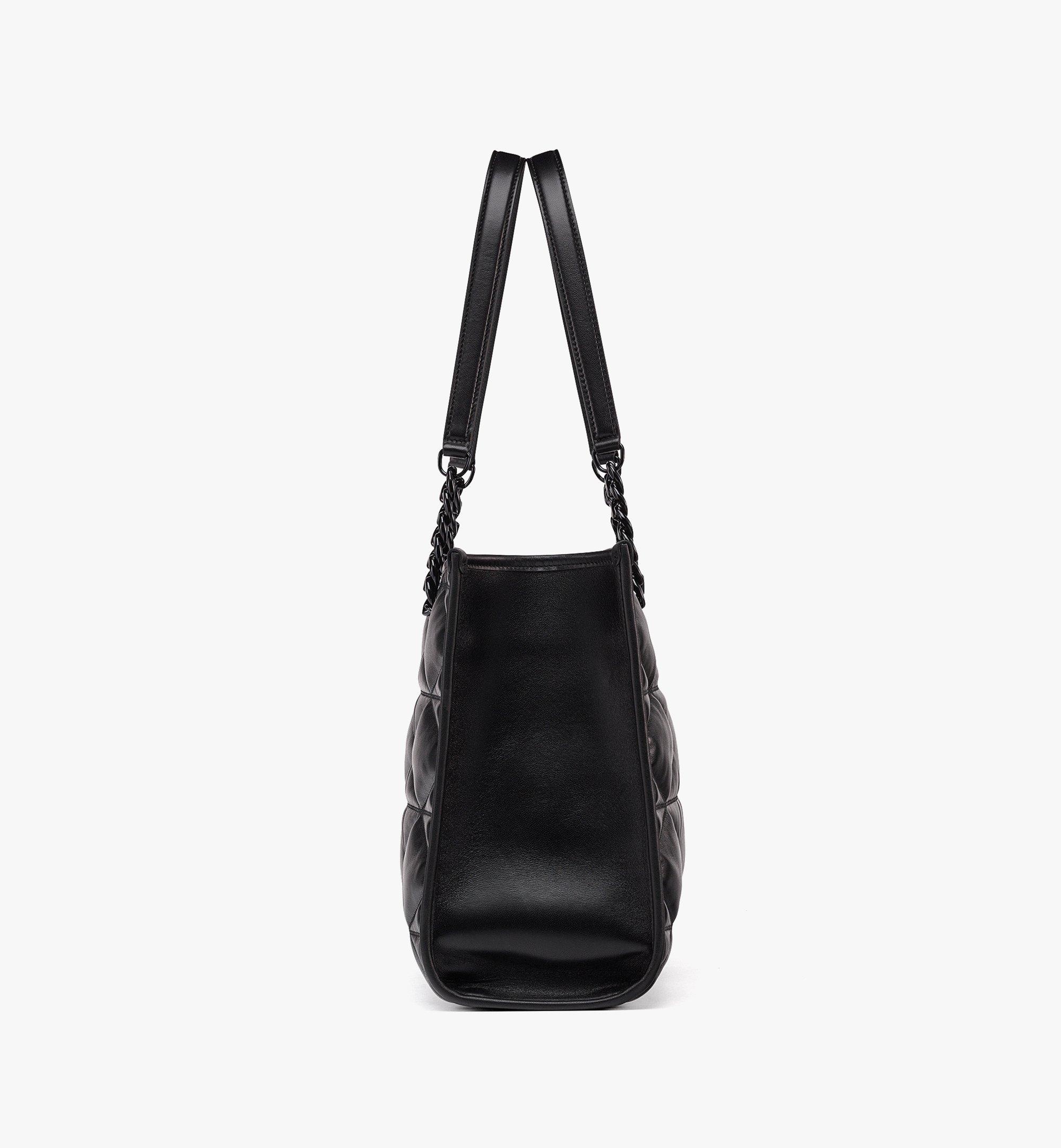 Large Travia Quilted Shoulder Bag in Crushed Leather Black