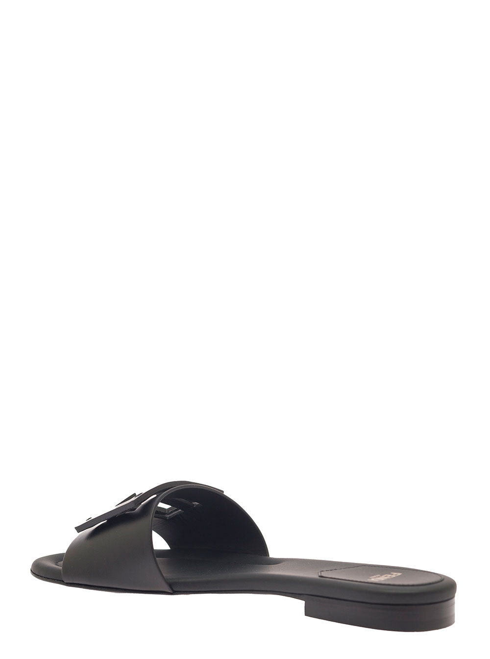 Fendi Women Leather Slide Mules With Logo Buckle - 3