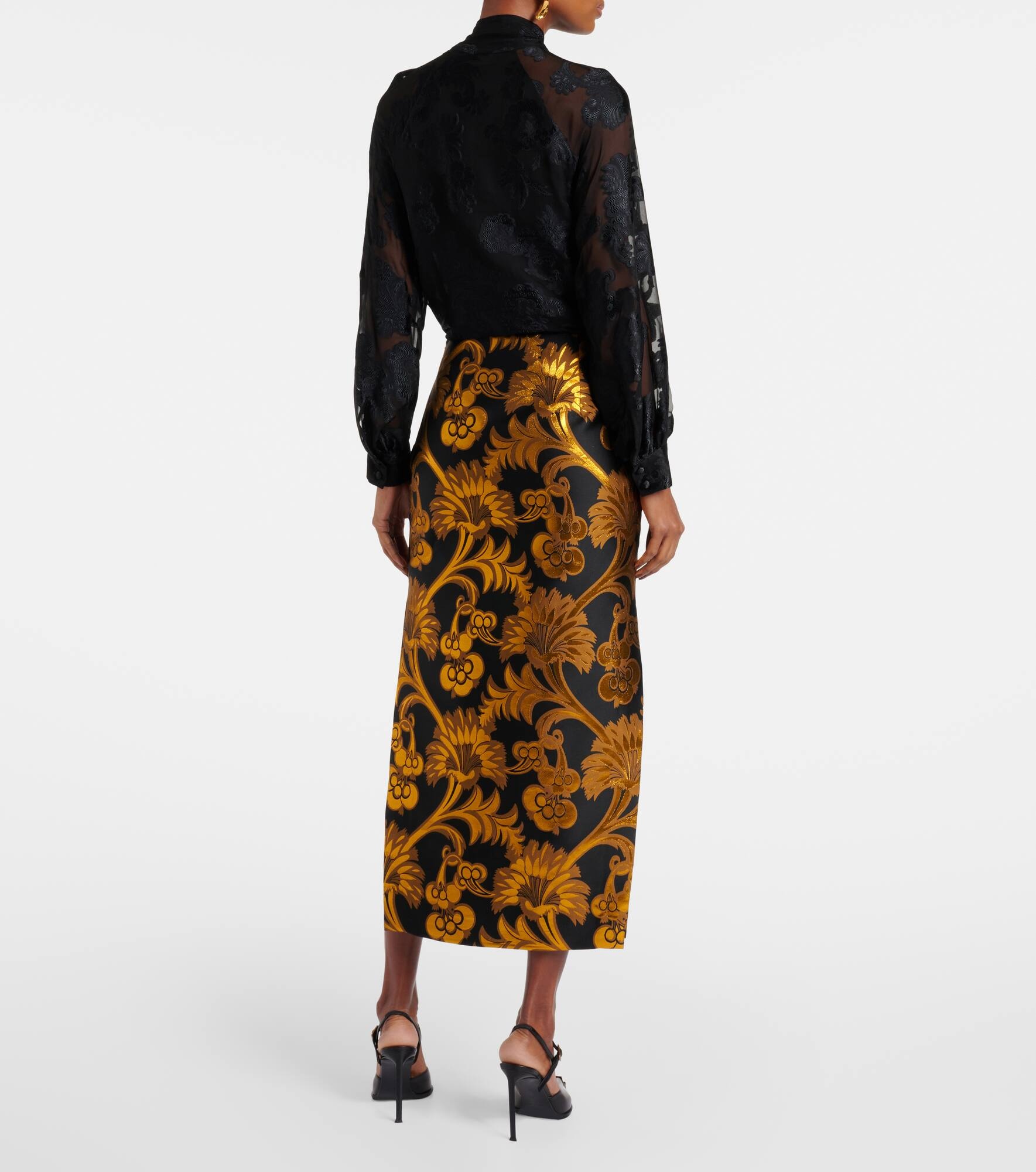 Semi-sheer lamé maxi skirt - 3