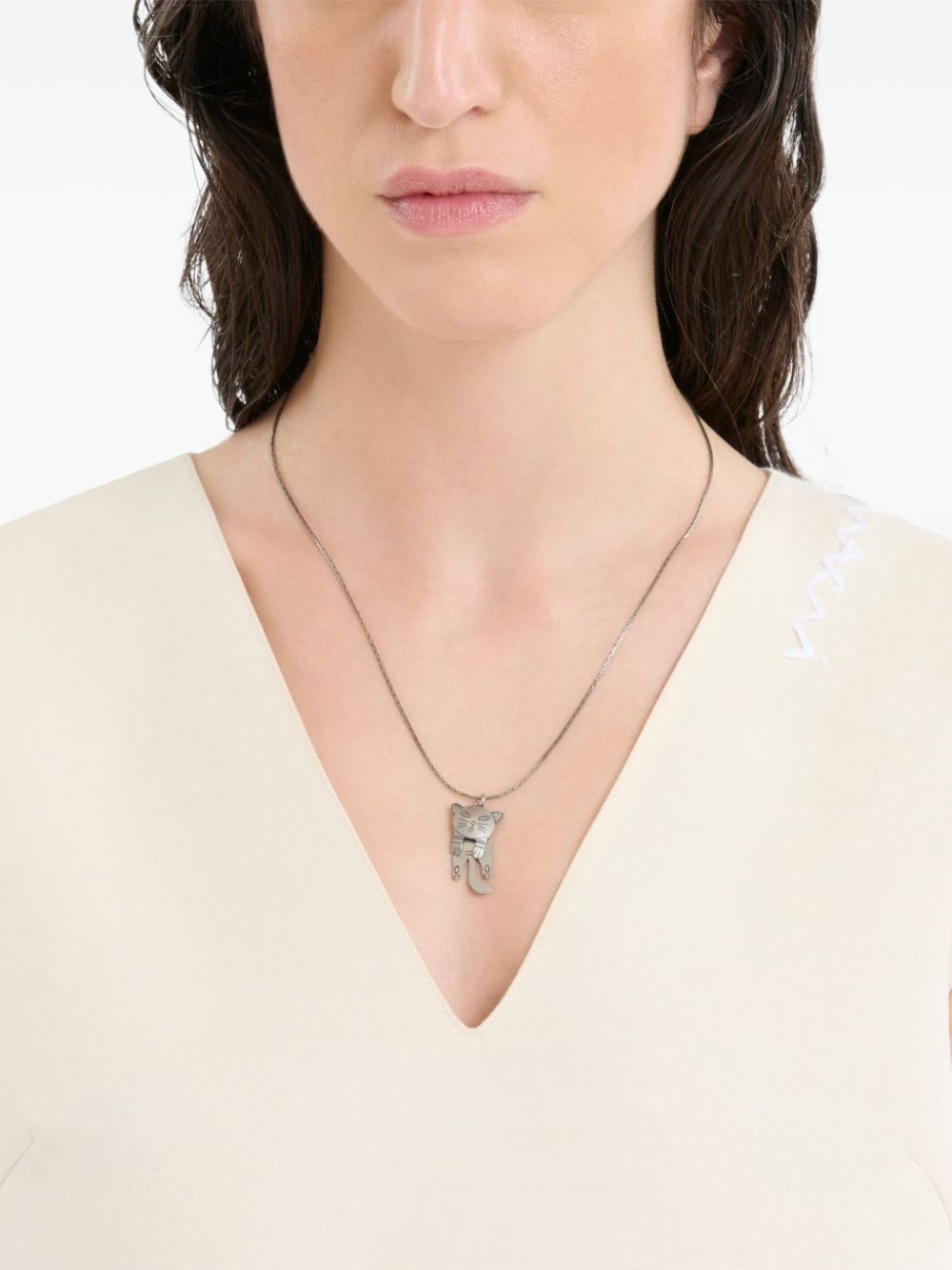 Marni Cat-Shaped Pendant チェーンネックレス シルバー キャットシェイプペンダント付きチェーンネックレス | Marni