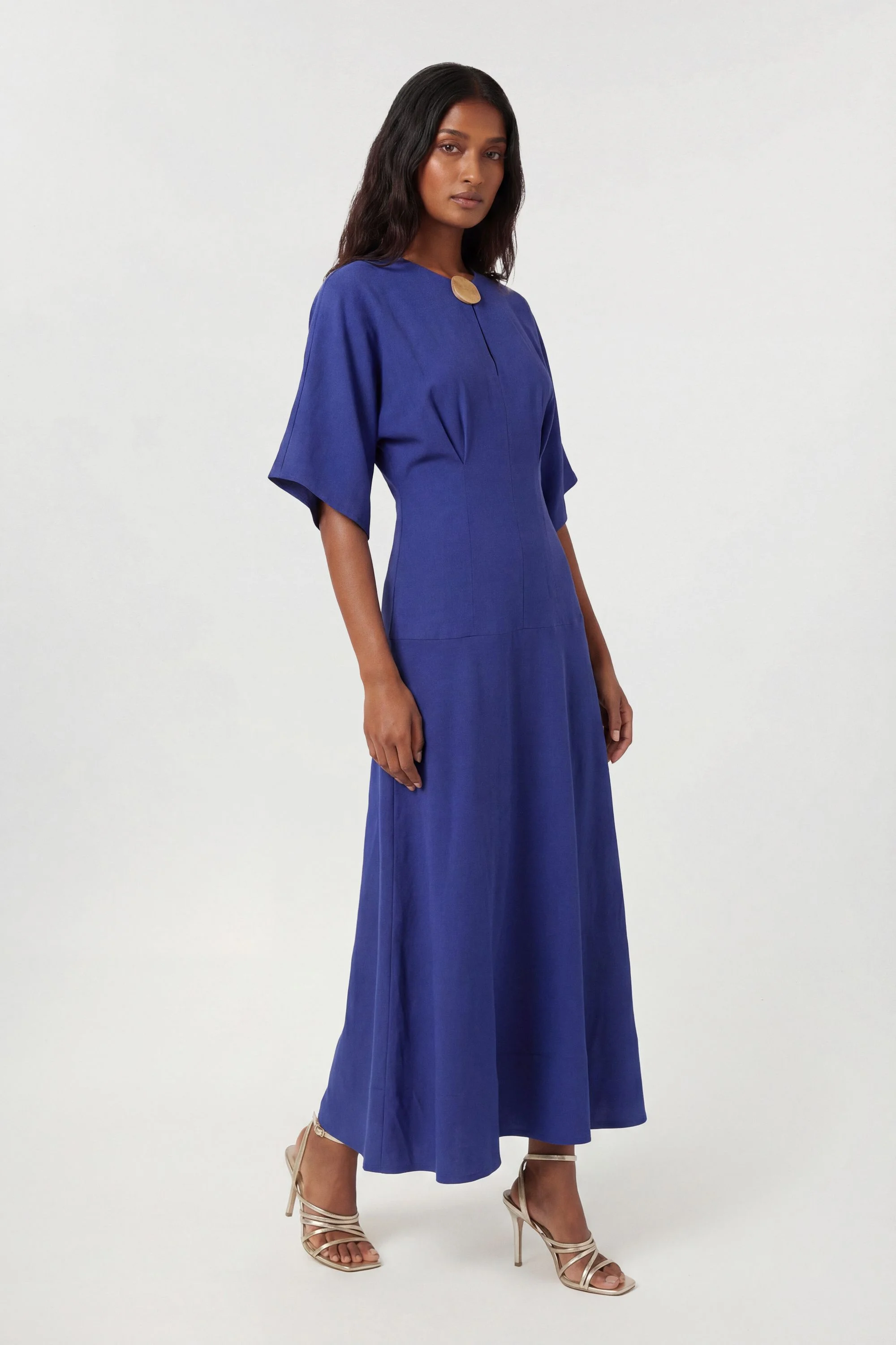 Cupro Touch Drop Waist Midi Dress - 1