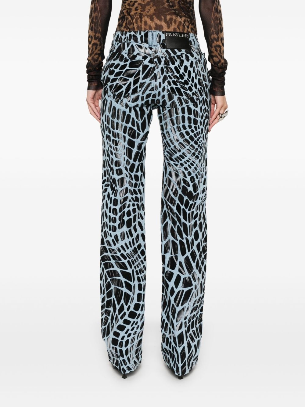 velvet-print straight-leg jeans - 4