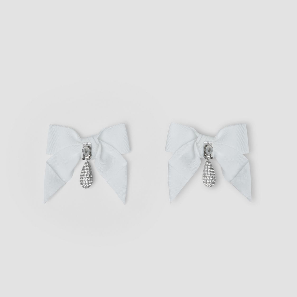 Crystal Detail Palladium-plated Oversized Bow Earrings - 4