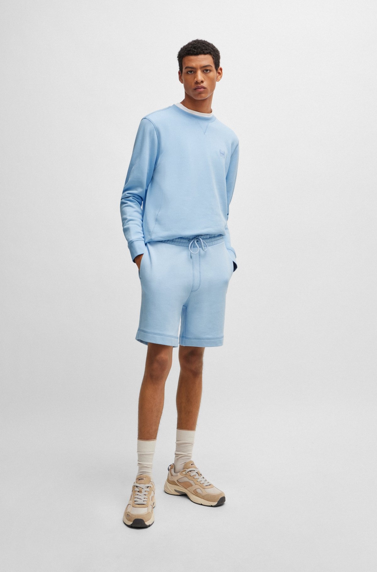 COTTON-TERRY REGULAR-FIT SHORTS WITH LOGO BADGE - 4