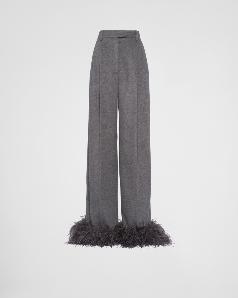 Cashmere pants with feathers 1