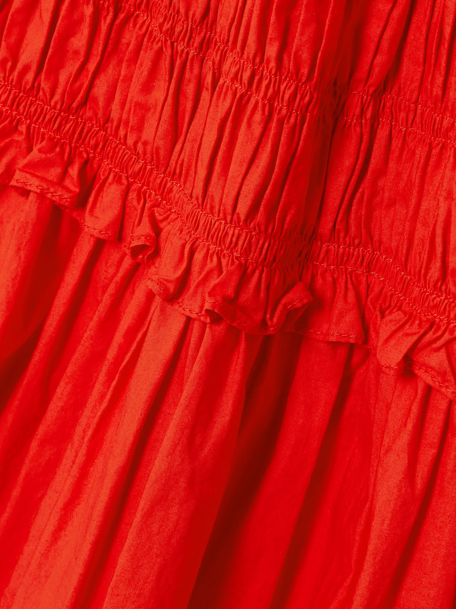 Marianne shirred cotton-poplin midi dress Red - 4