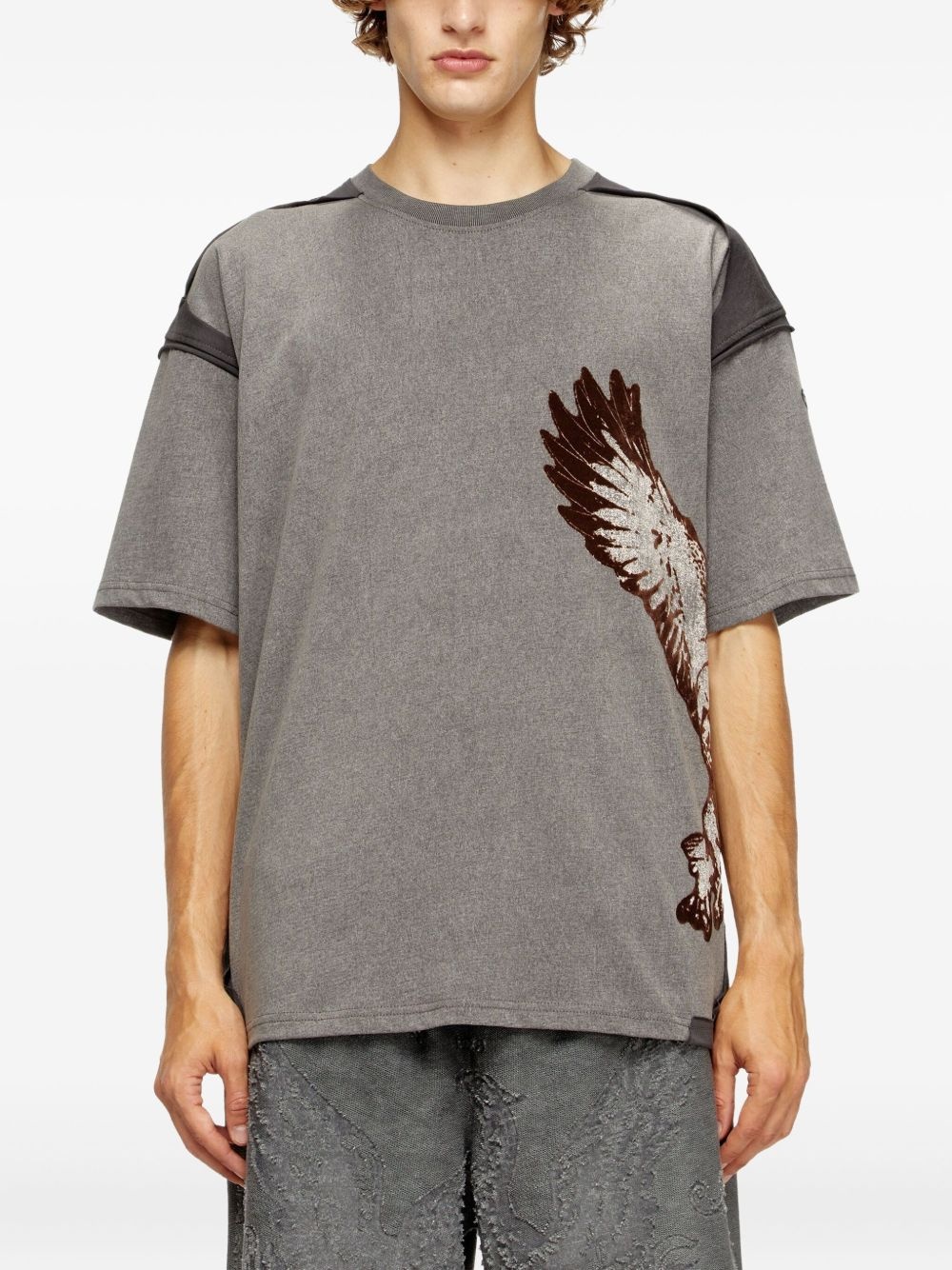 T-BOXT-PEELOFF eagle-print panelled T-shirt - 3